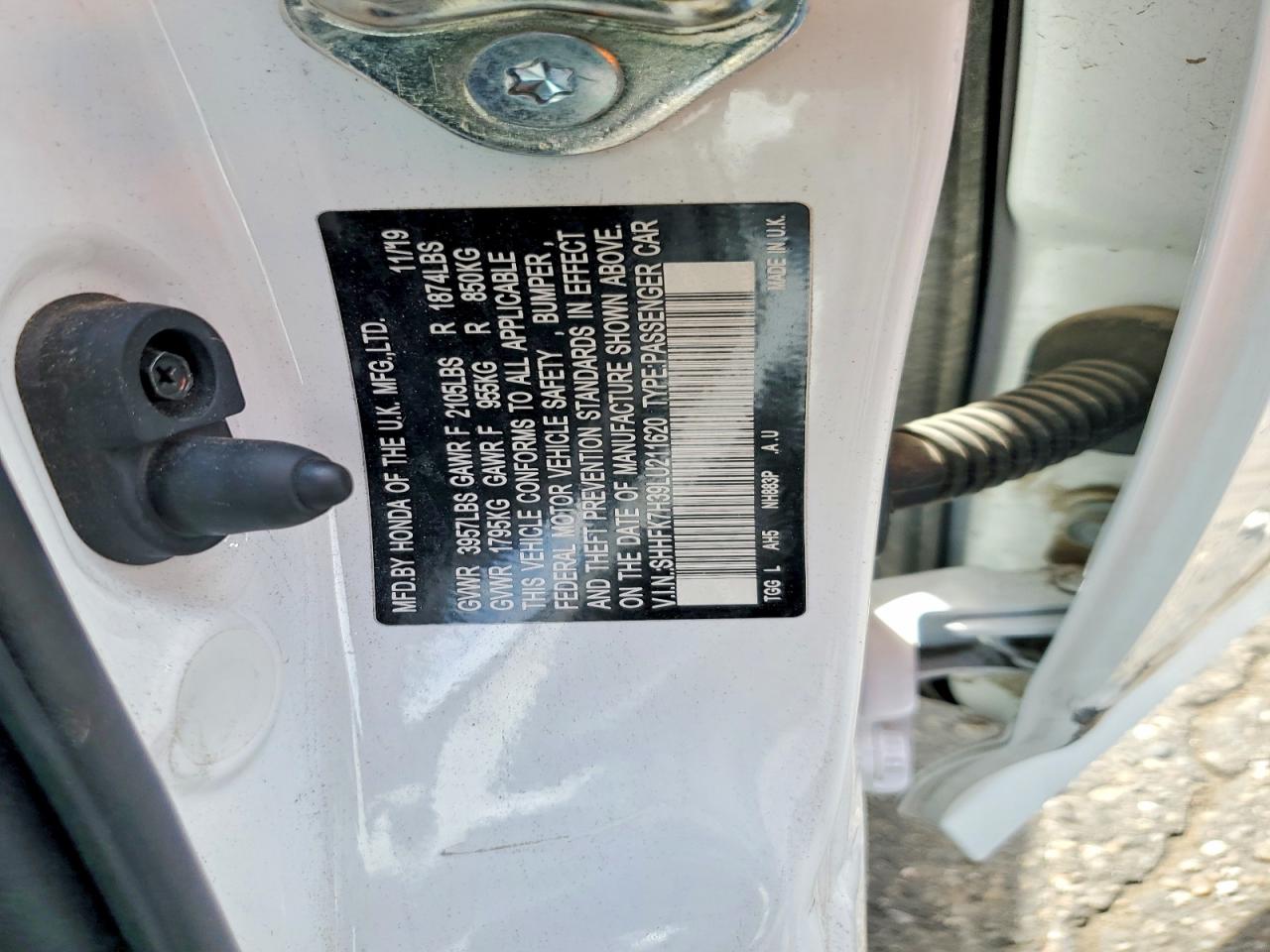 2020 Honda Civic Lx White vin: SHHFK7H39LU211620