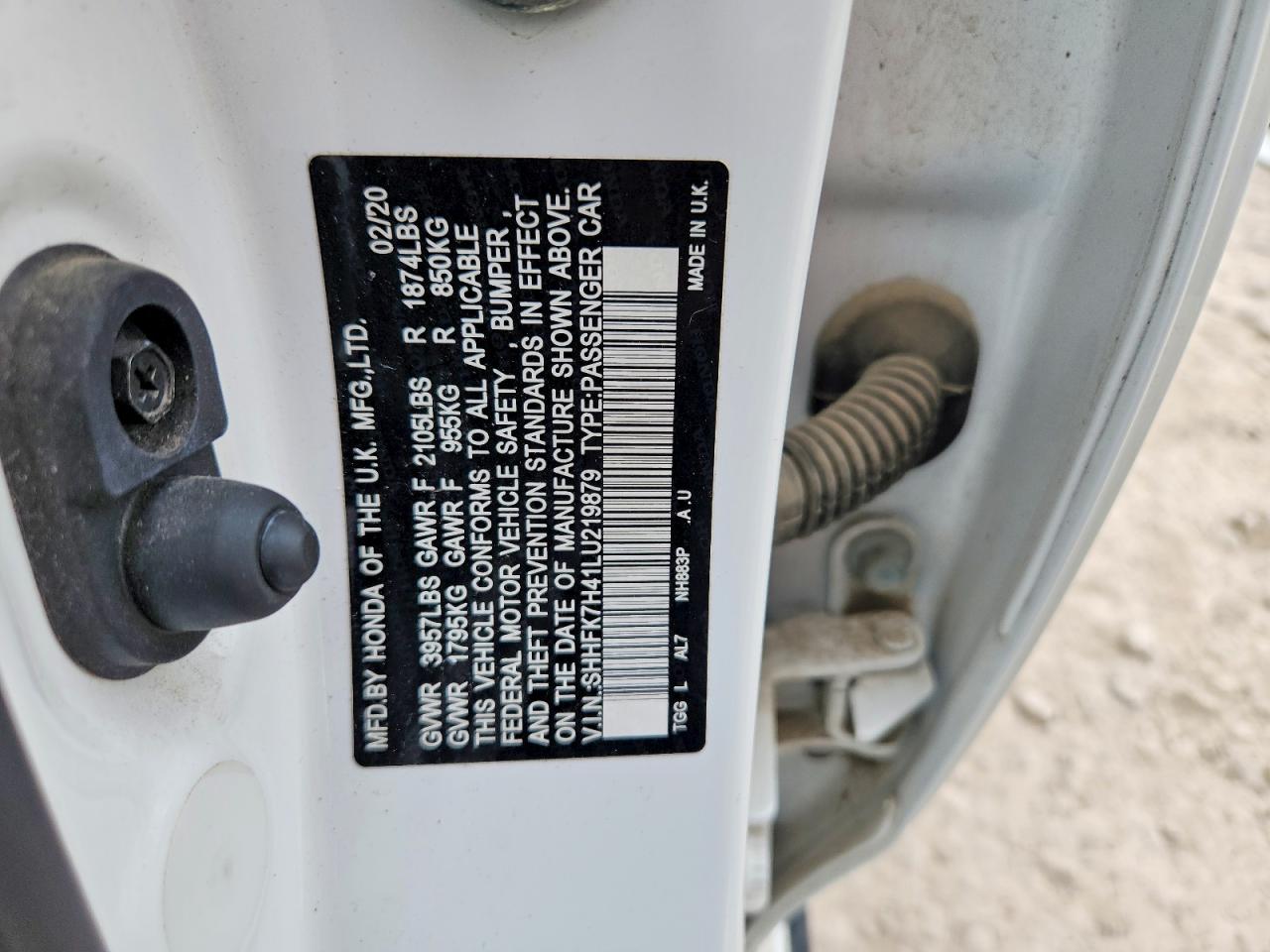 2020 Honda Civic Sport White vin: SHHFK7H41LU219879