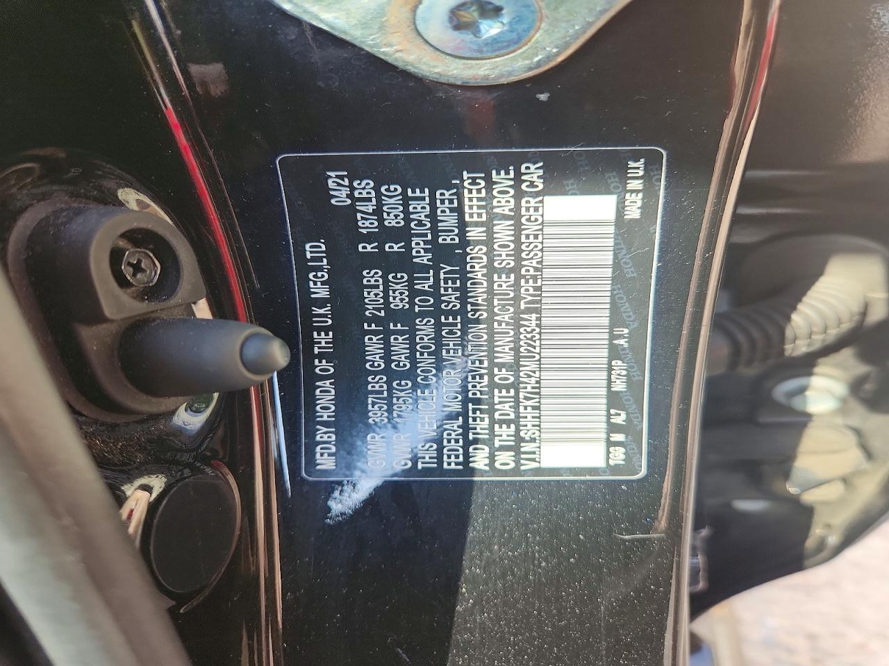 2021 Honda Civic Sport Black vin: SHHFK7H42MU223344