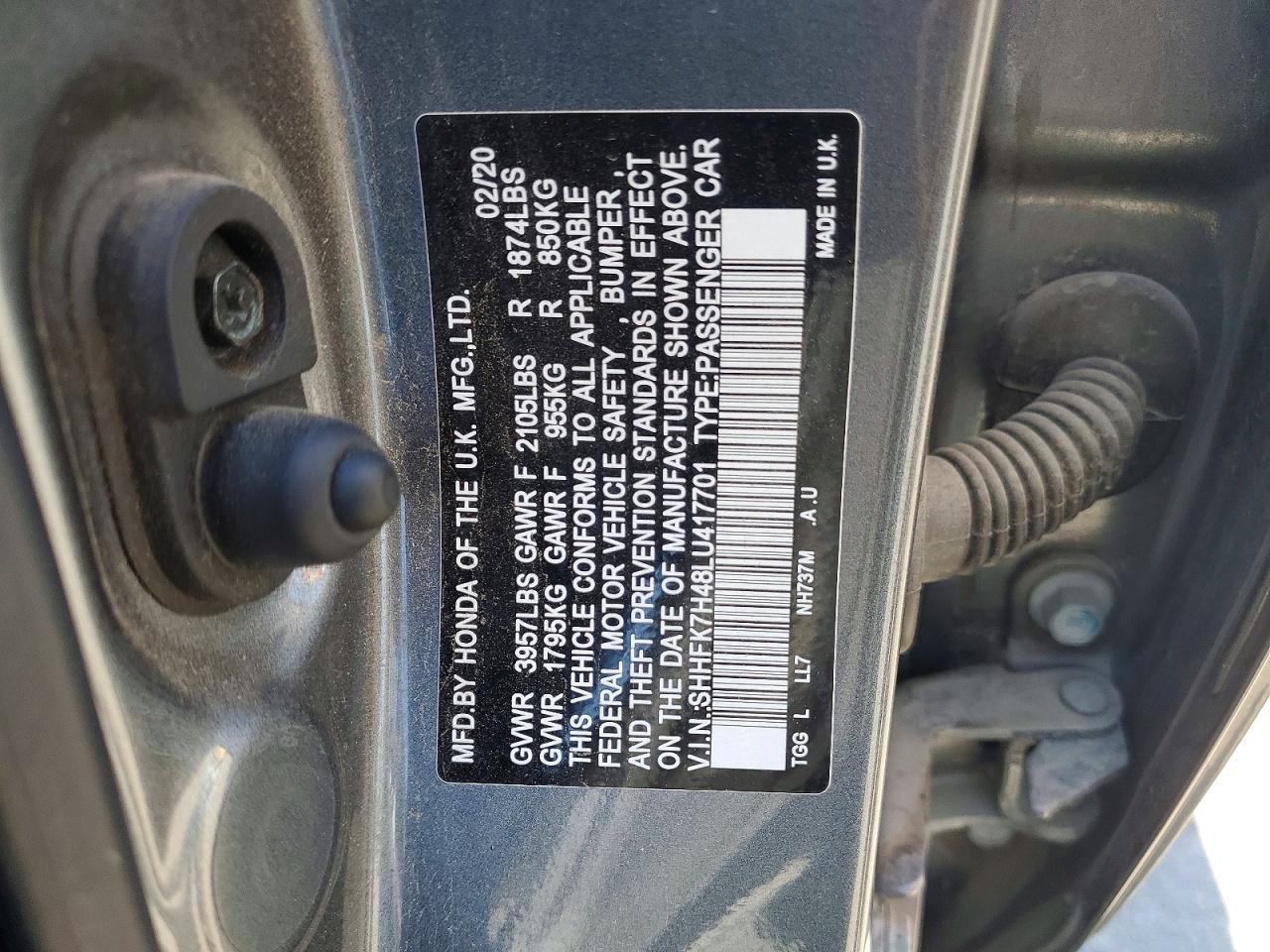 2020 Honda Civic Sport Gray vin: SHHFK7H48LU417701
