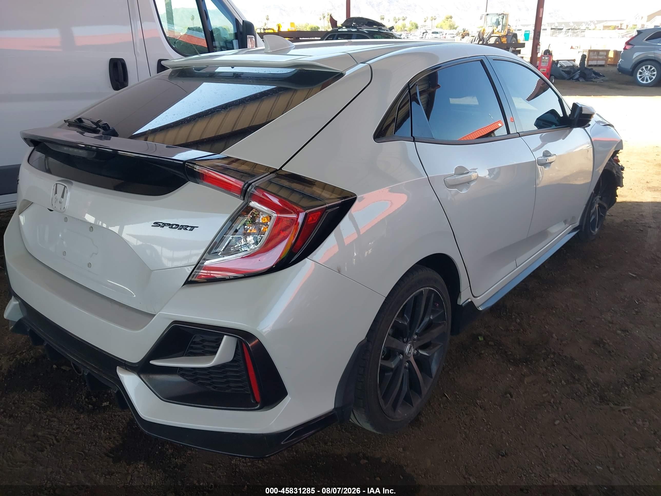 2021 Honda Civic Sport White vin: SHHFK7H48MU228273