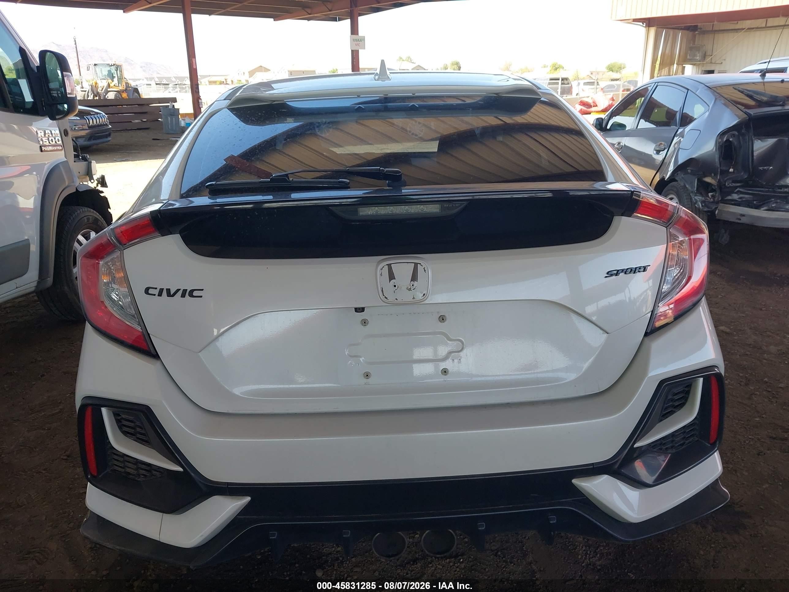 2021 Honda Civic Sport White vin: SHHFK7H48MU228273
