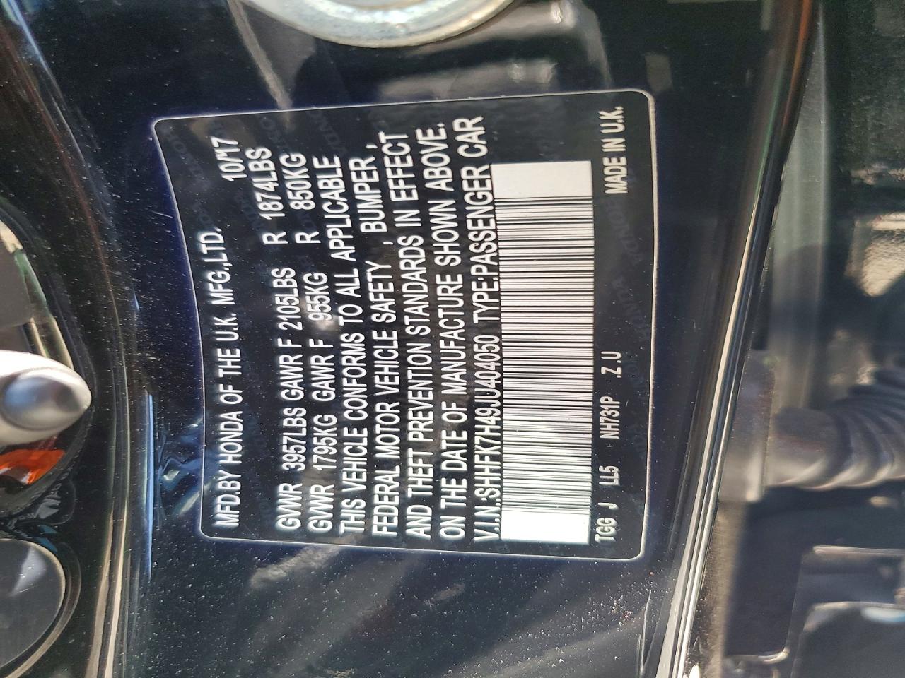 2018 Honda Civic Sport Black vin: SHHFK7H49JU404050