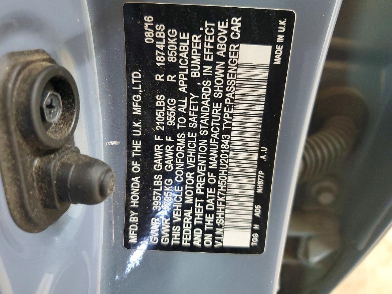 2017 Honda Civic Ex Blue vin: SHHFK7H50HU201843