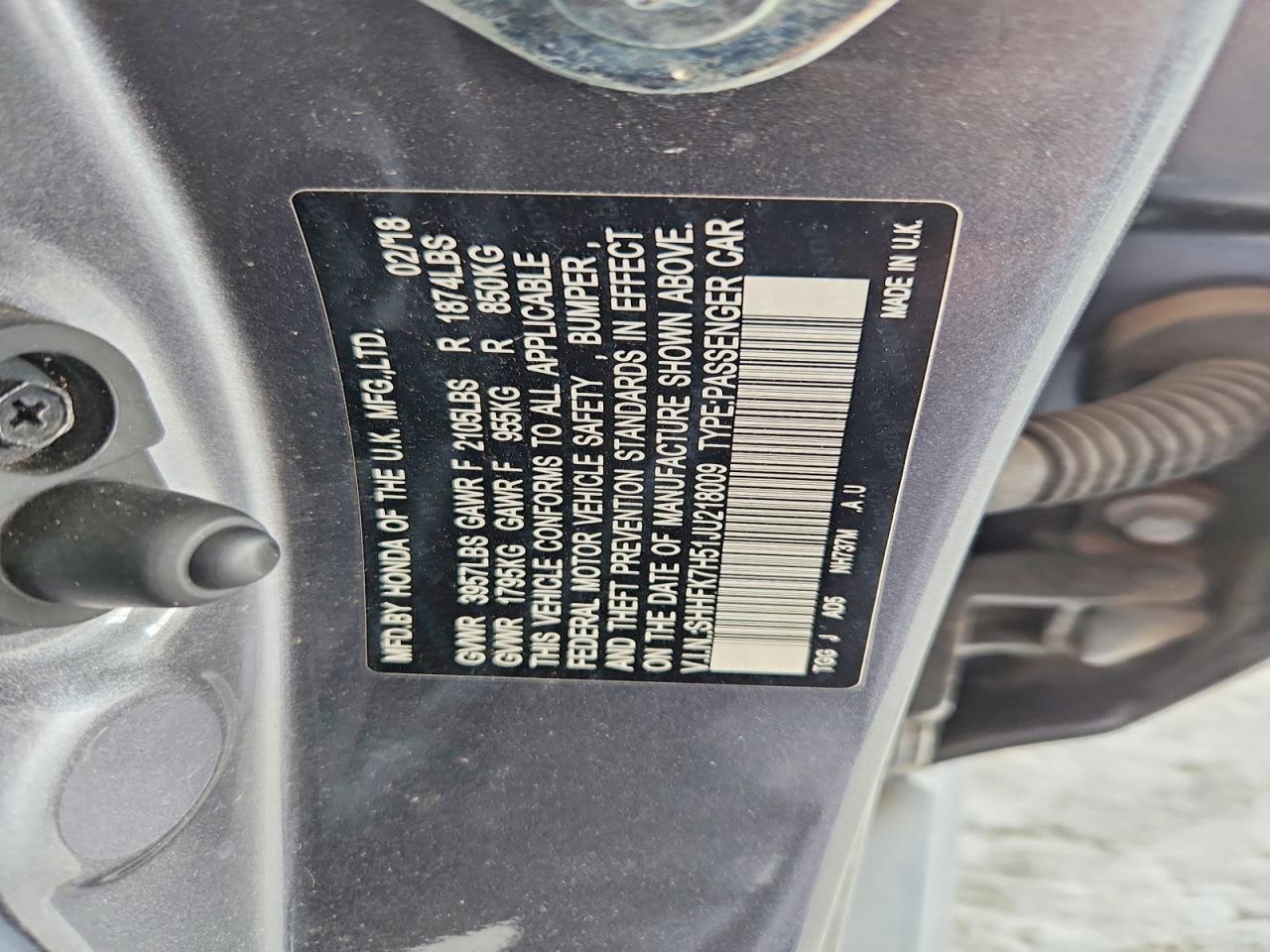 2018 Honda Civic Ex Gray vin: SHHFK7H51JU218009