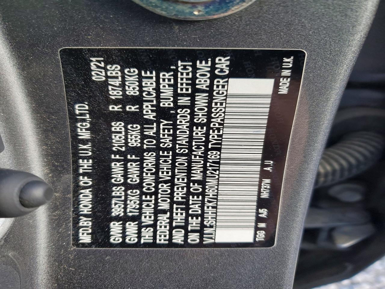2021 Honda Civic Ex Gray vin: SHHFK7H60MU217169