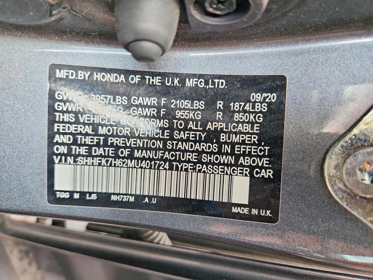 2021 Honda Civic Ex Black vin: SHHFK7H62MU401724