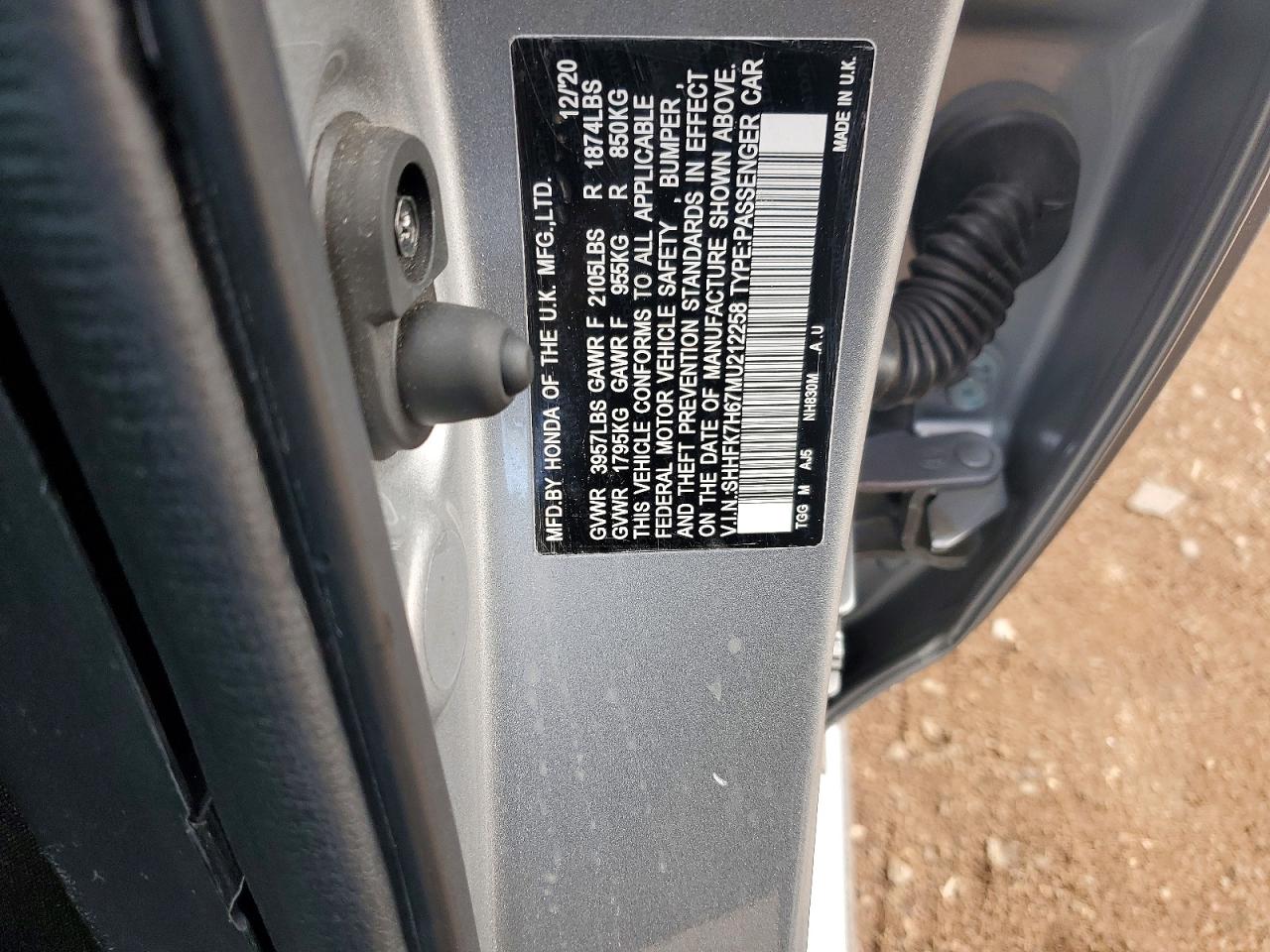 2021 Honda Civic Ex Серебряный vin: SHHFK7H67MU212258