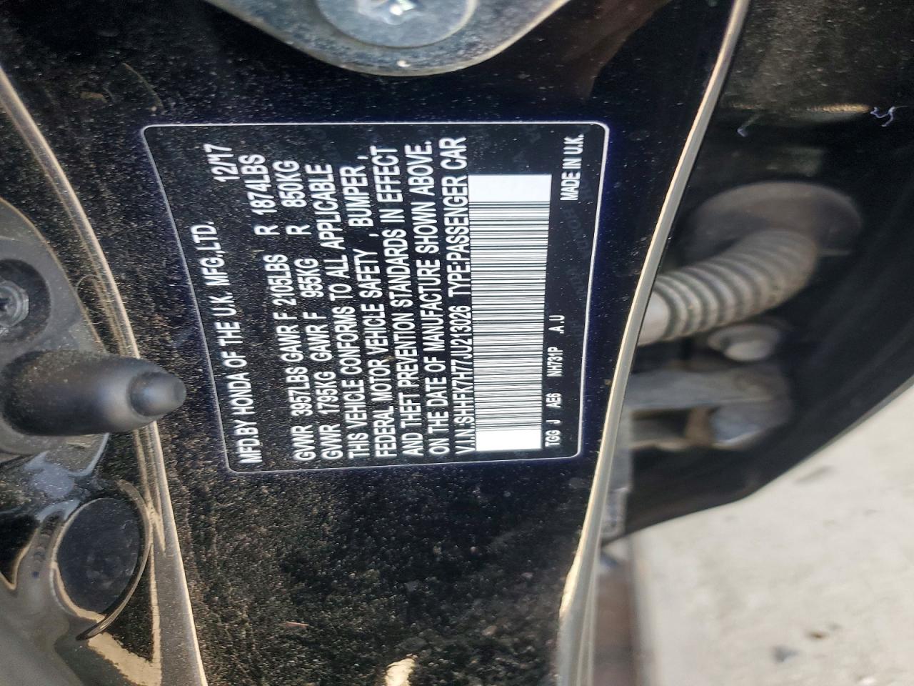 2018 Honda Civic Exl Black vin: SHHFK7H77JU213026