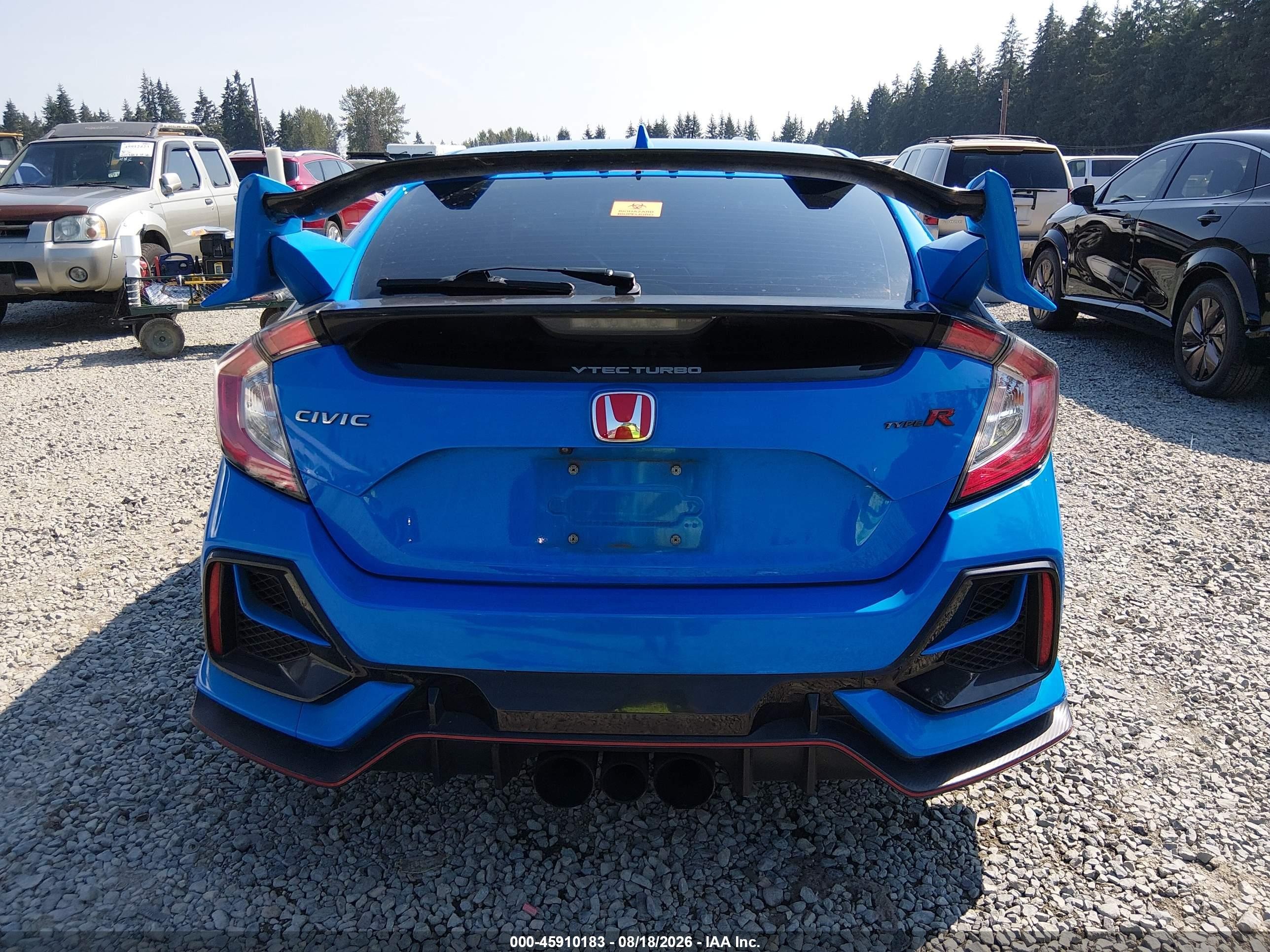 2021 Honda Civic Type R Touring Blue vin: SHHFK8G76MU202692