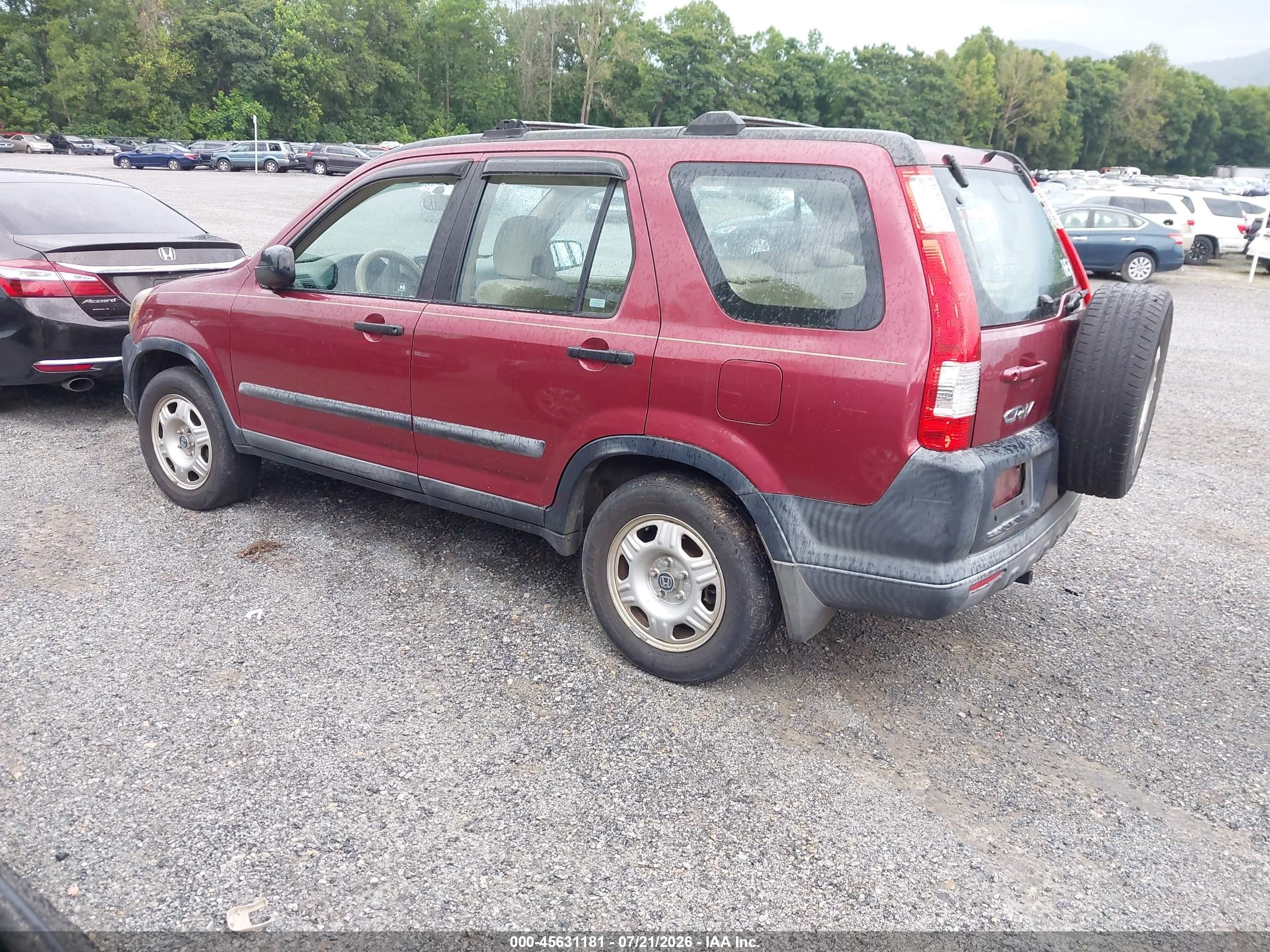 2005 Honda Cr-v Lx Red vin: SHSRD68505U305420