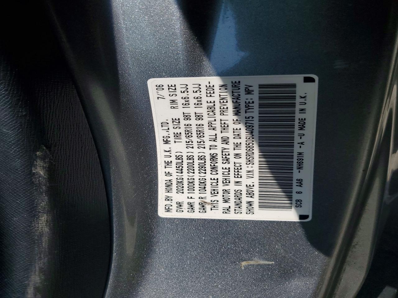 2006 Honda Cr-v Lx Silver vin: SHSRD68506U409715