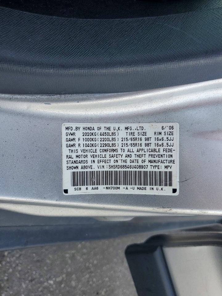 2006 Honda Cr-v Lx Silver vin: SHSRD68546U408907