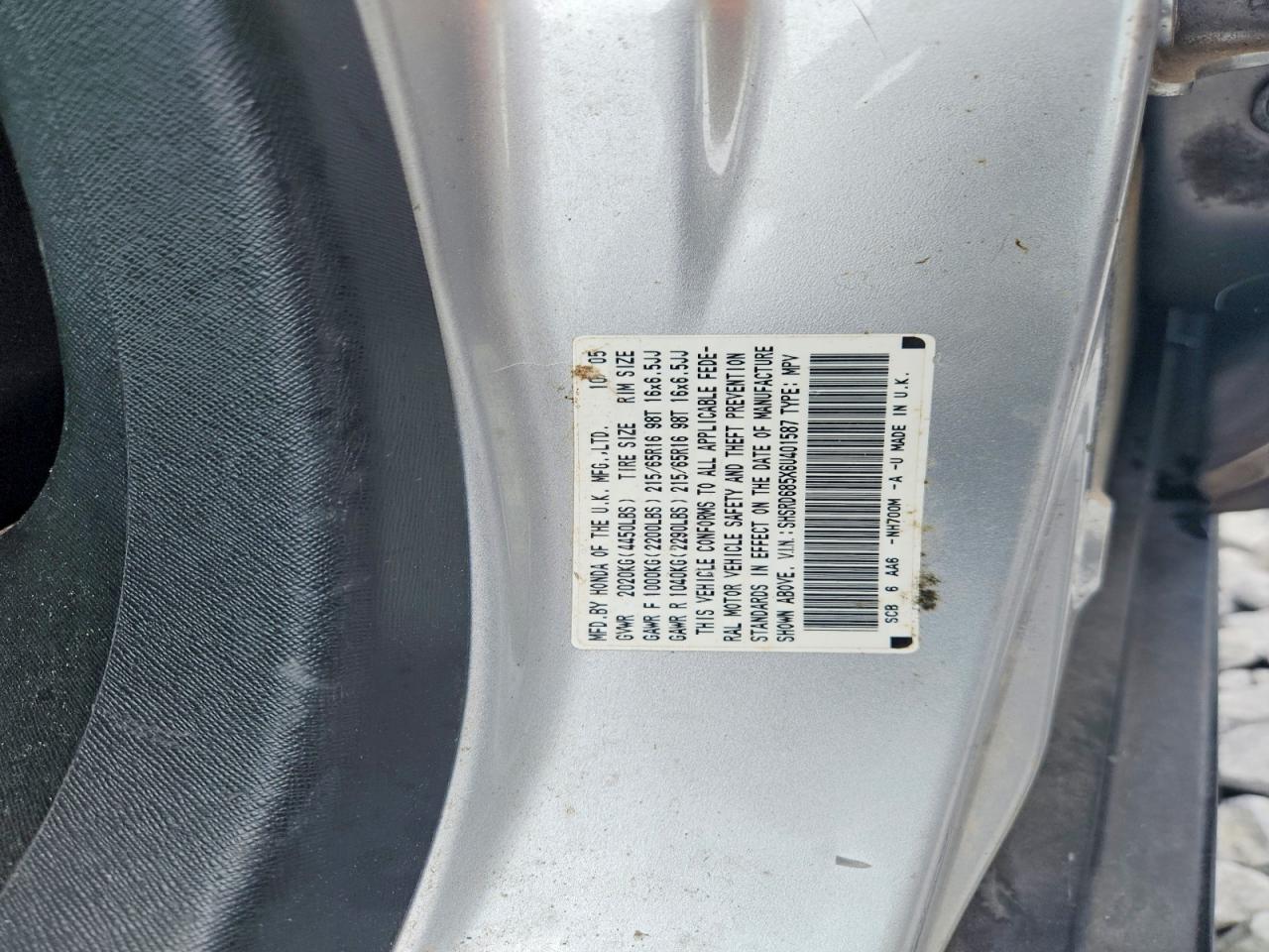 2006 Honda Cr-v Lx Silver vin: SHSRD685X6U401587