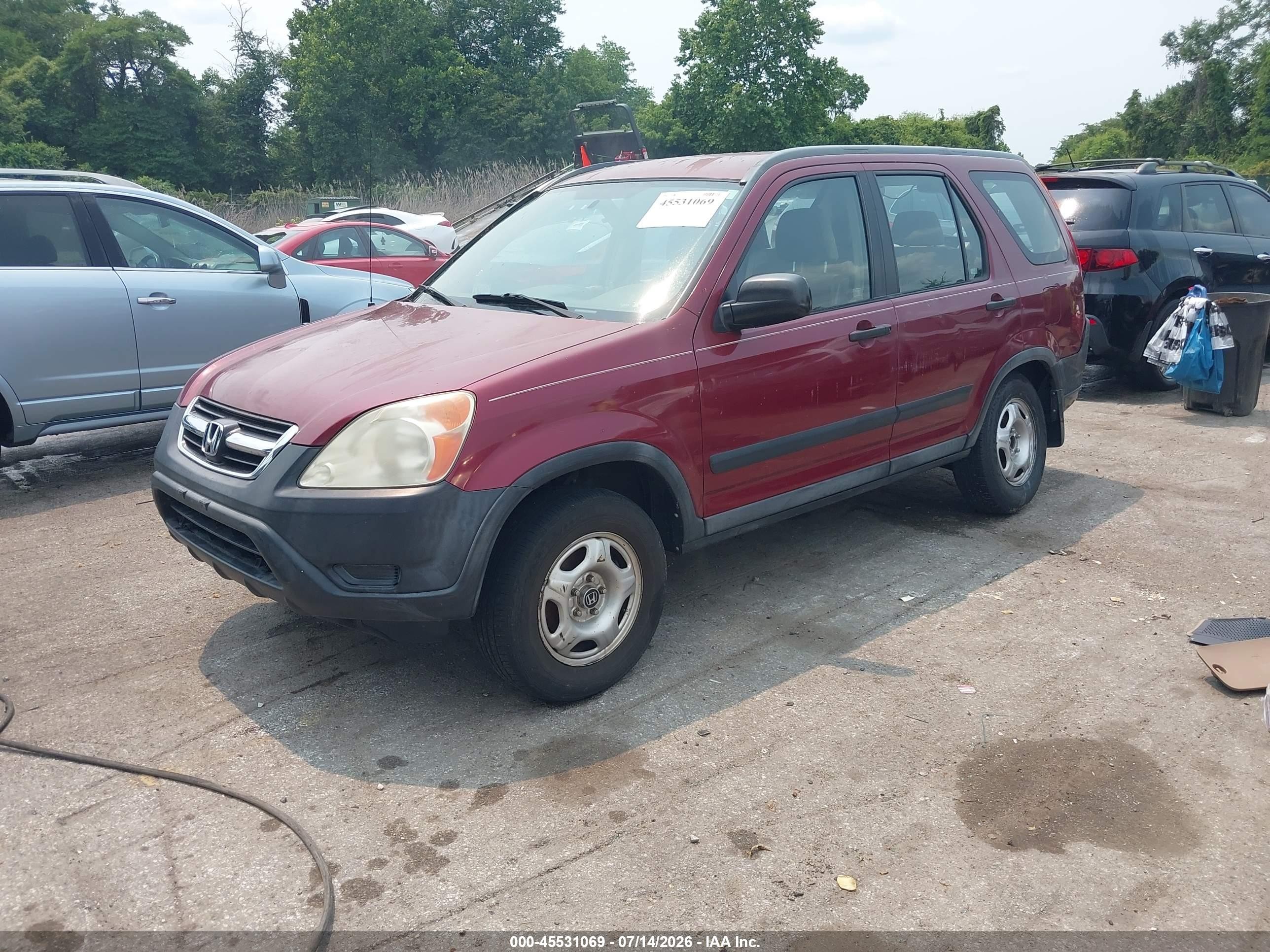 2004 Honda Cr-v Lx Burgundy vin: SHSRD78494U217591