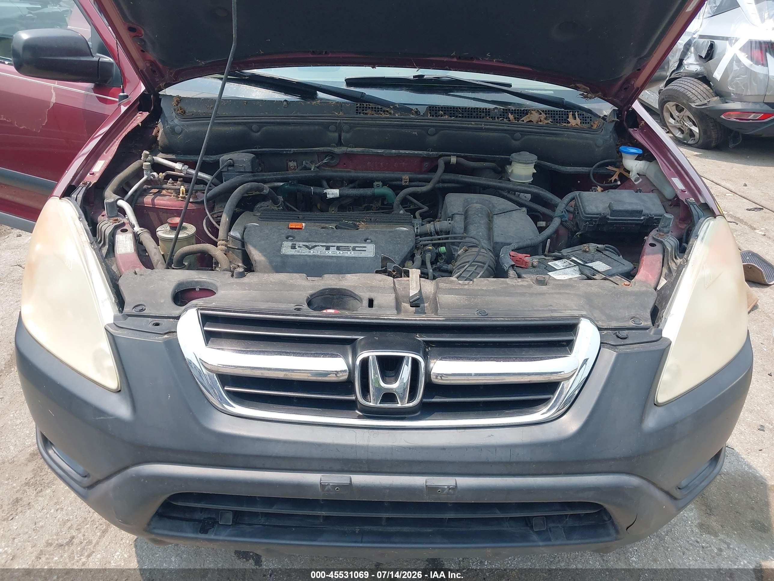 2004 Honda Cr-v Lx Burgundy vin: SHSRD78494U217591