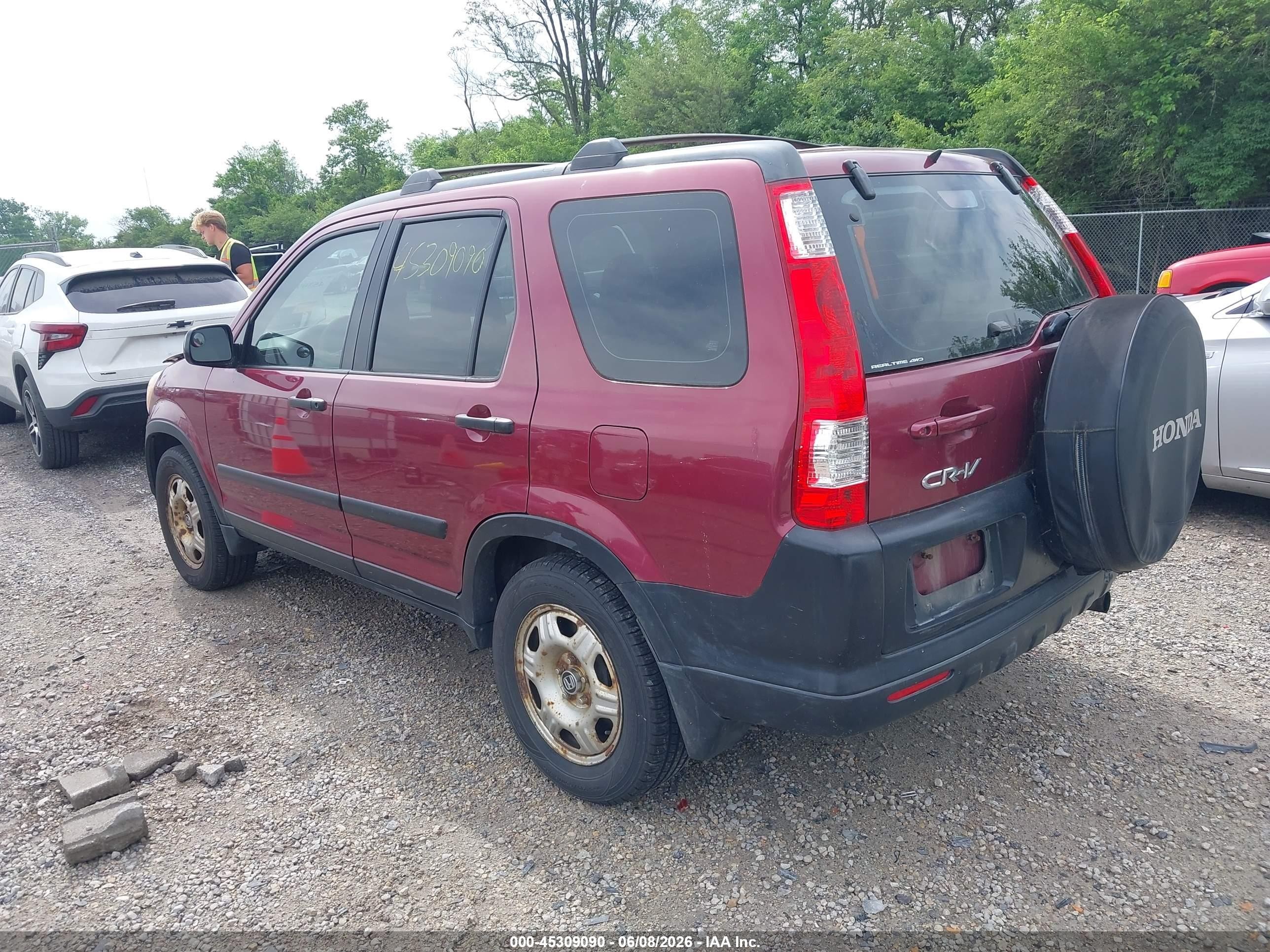 2006 Honda Cr-v Lx Maroon vin: SHSRD78596U439592