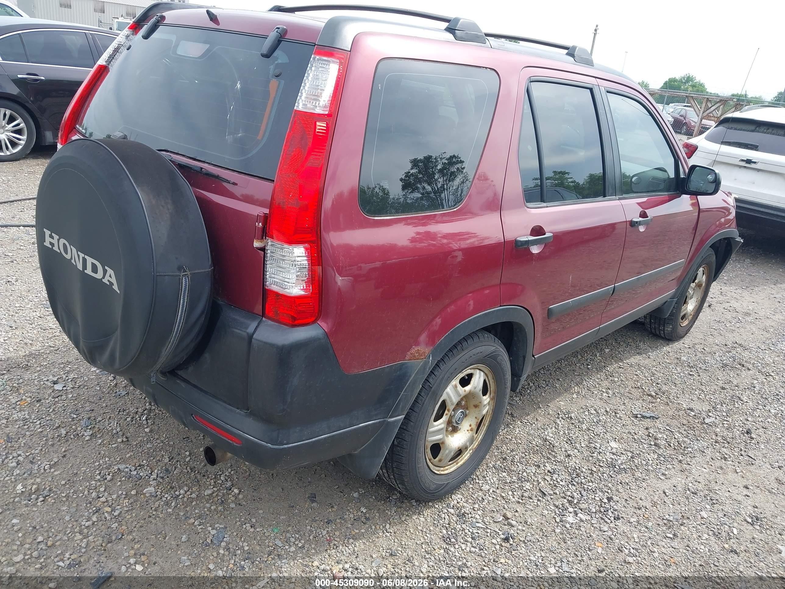 2006 Honda Cr-v Lx Maroon vin: SHSRD78596U439592