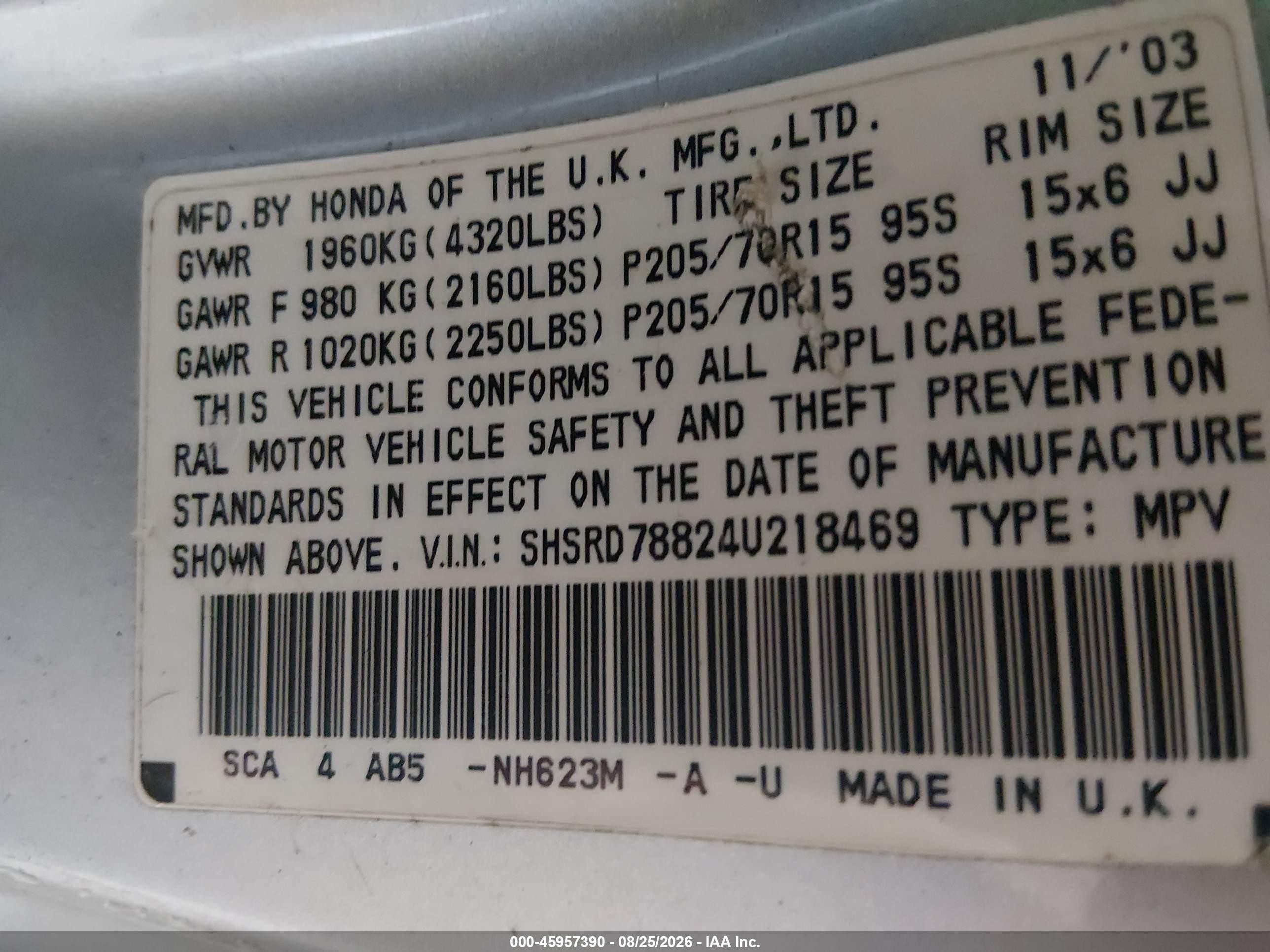 2004 Honda Cr-v Ex Silver vin: SHSRD78824U218469