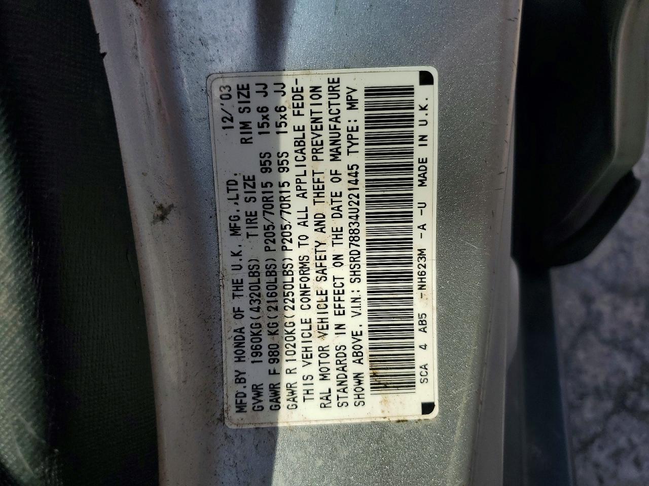 2004 Honda Cr-v Ex Silver vin: SHSRD78834U221445