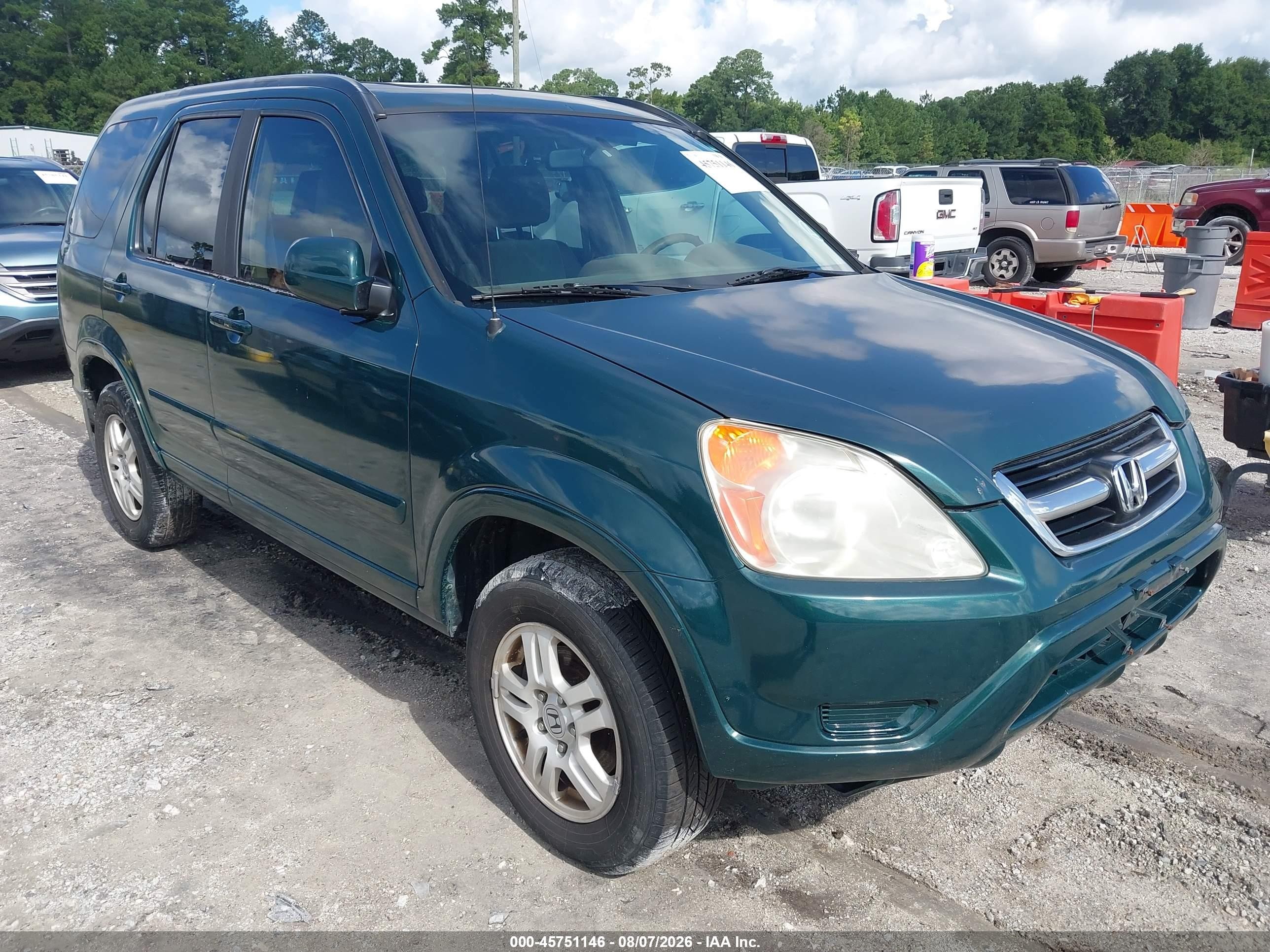 2002 Honda Cr-v Ex Green vin: SHSRD78842U003544