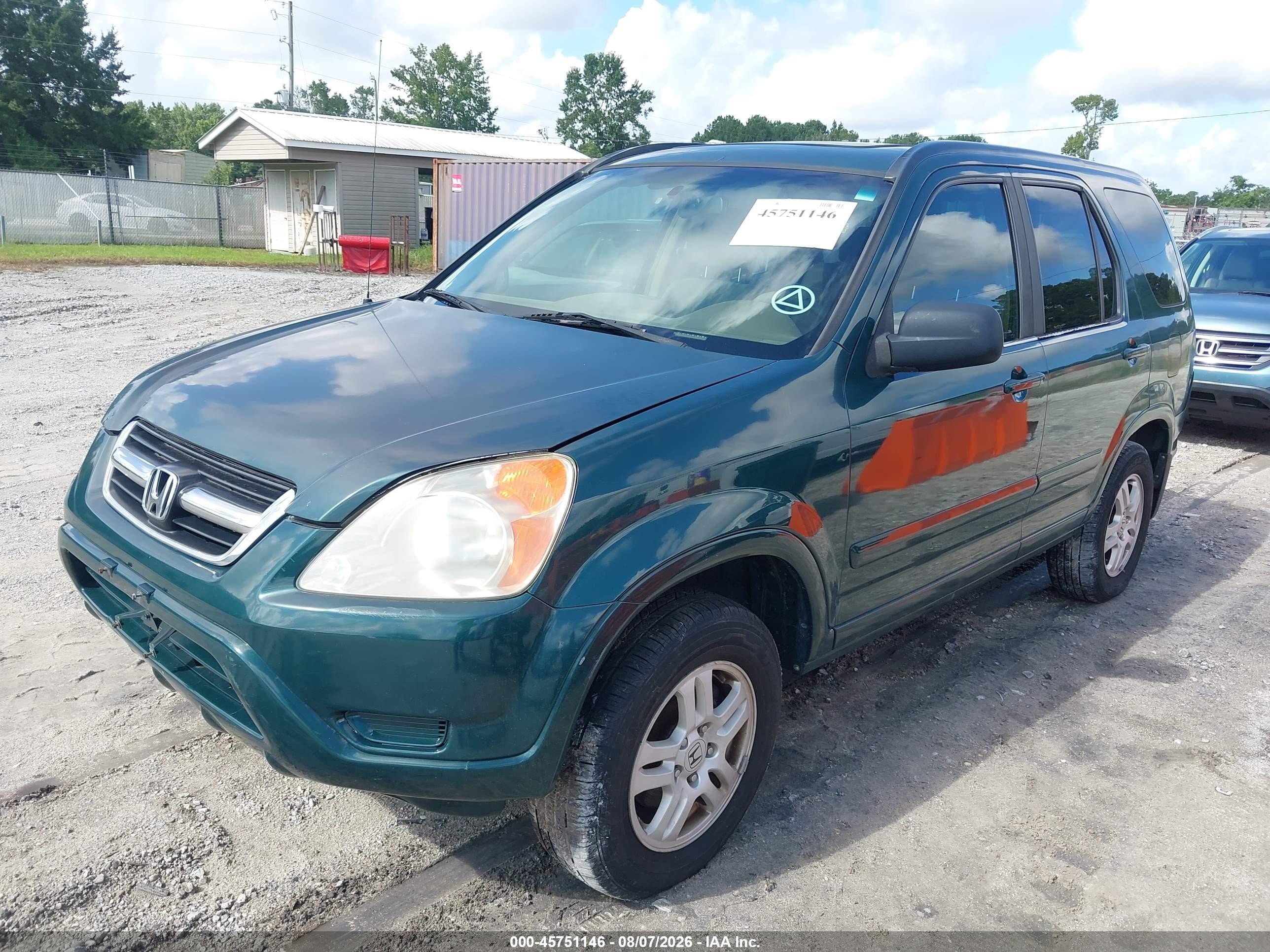 2002 Honda Cr-v Ex Green vin: SHSRD78842U003544