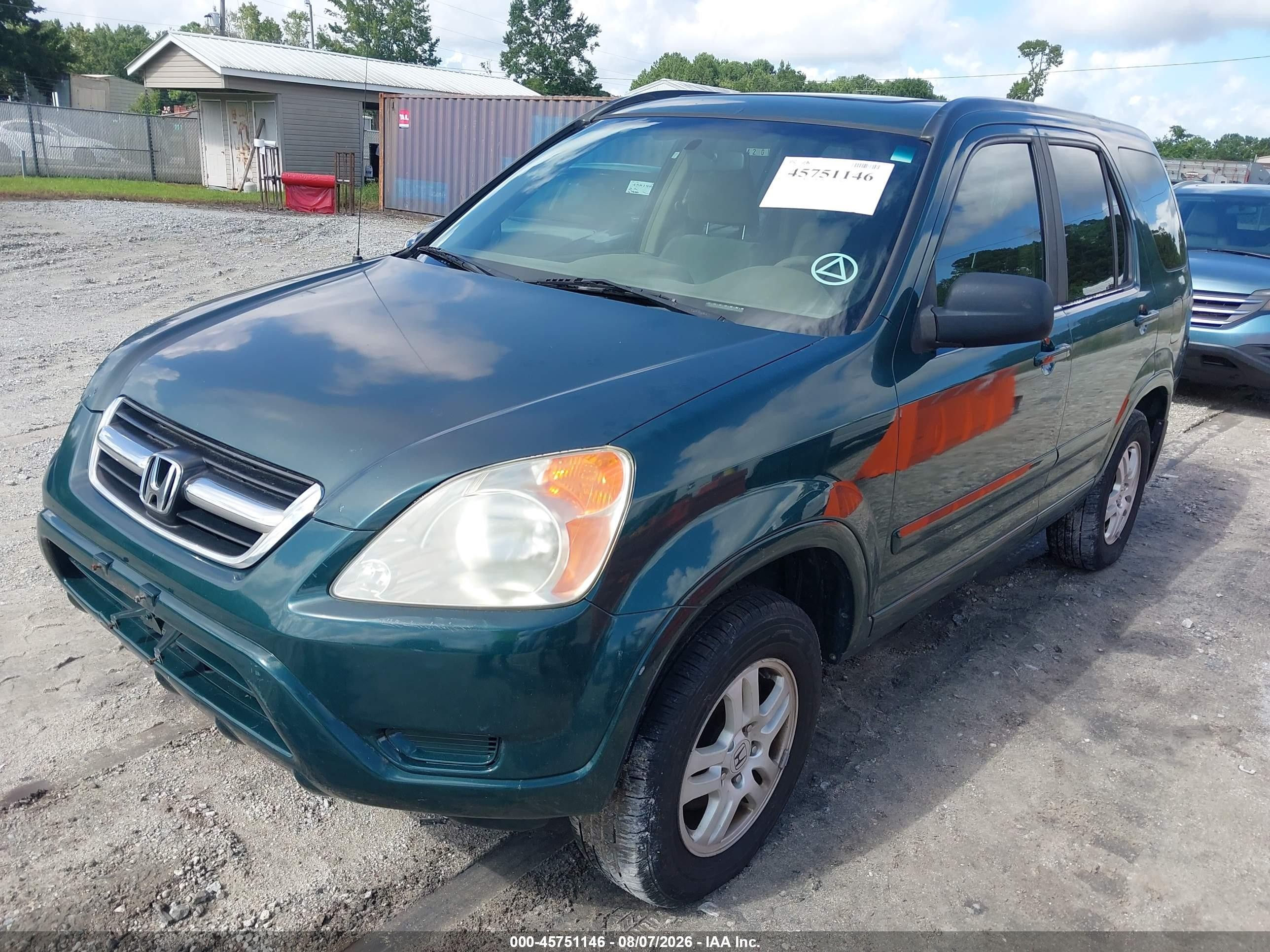 2002 Honda Cr-v Ex Green vin: SHSRD78842U003544