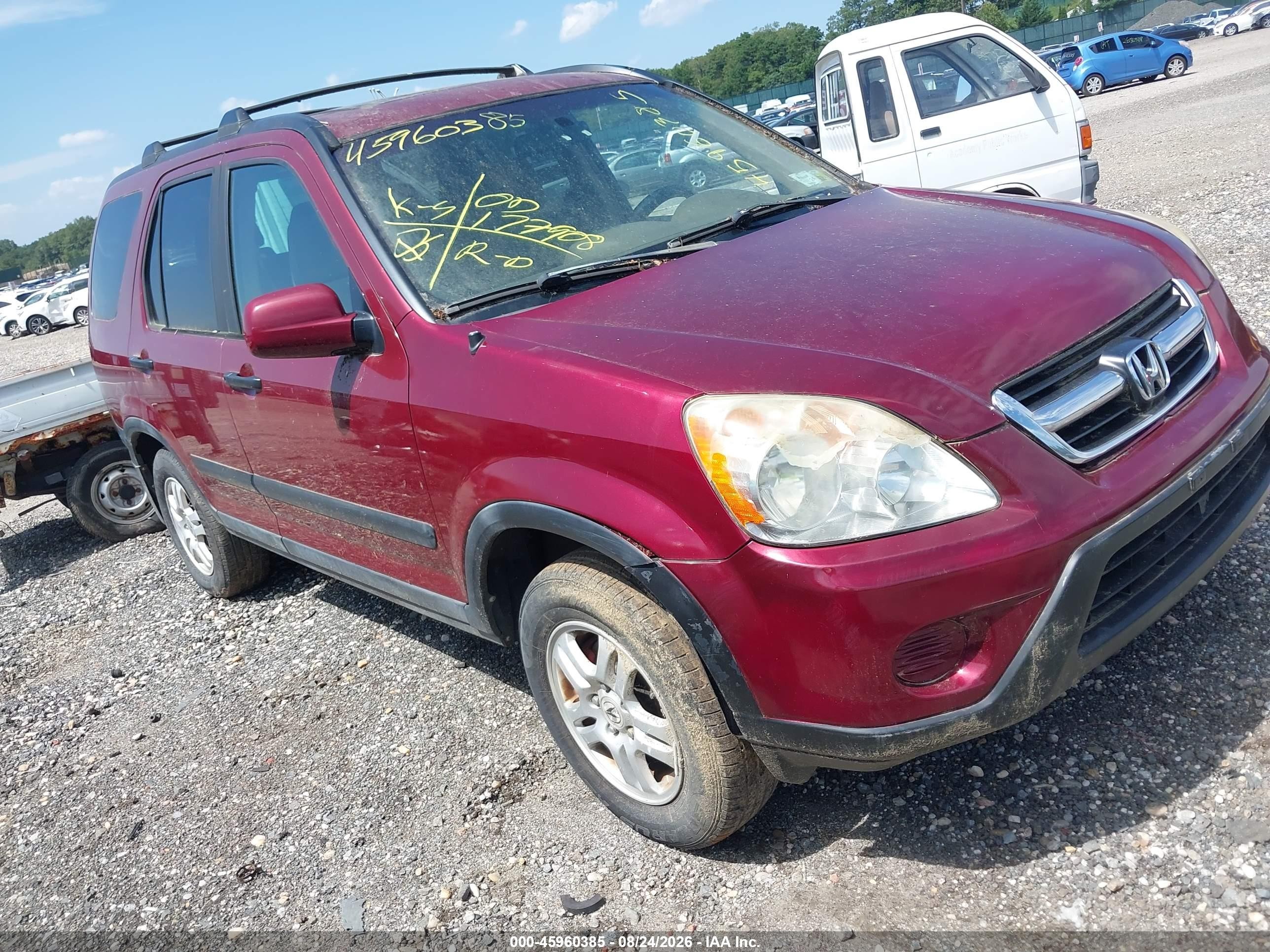 2003 Honda Cr-v Ex Red vin: SHSRD78843U153302