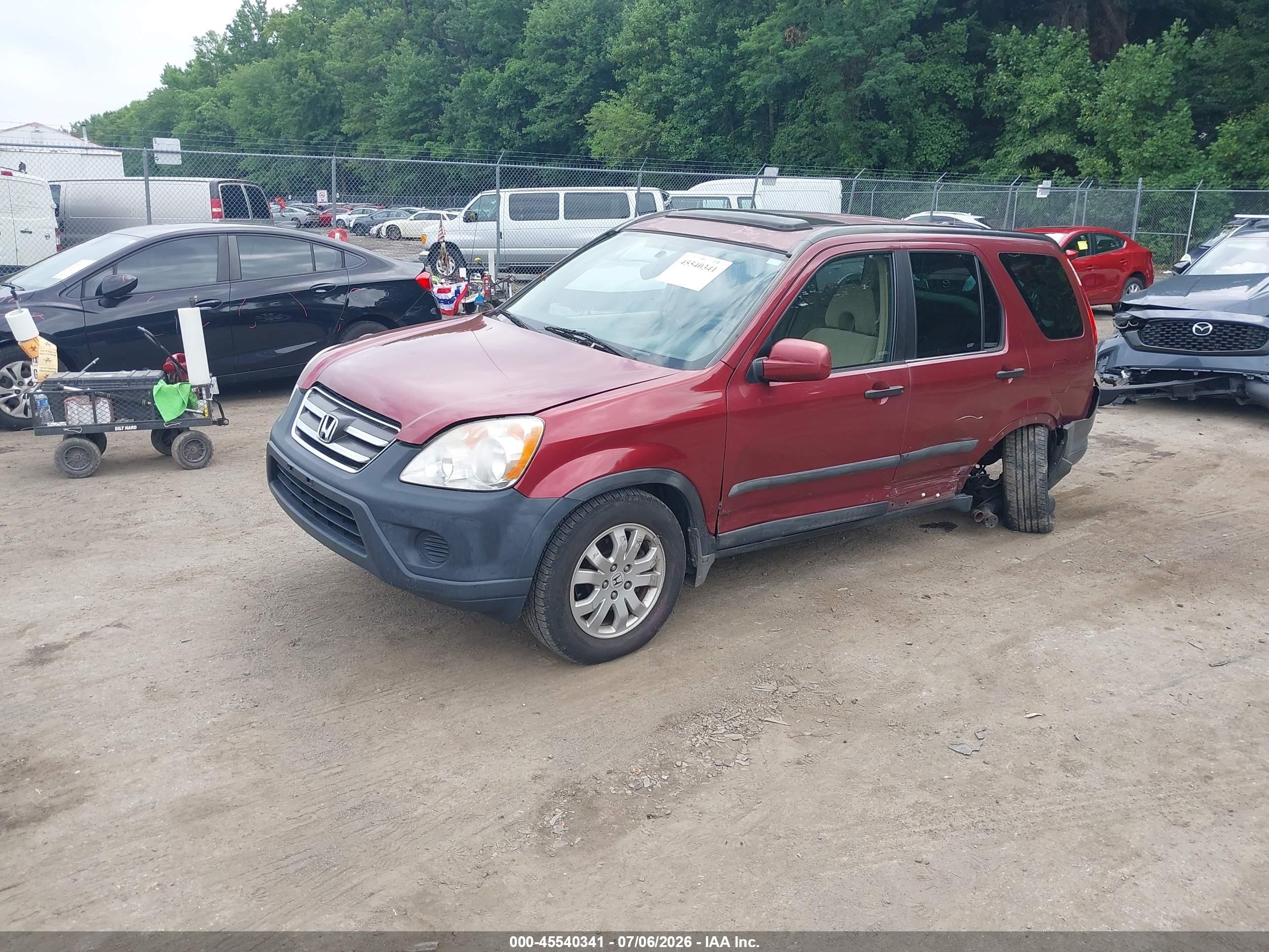 2005 Honda Cr-v Ex Red vin: SHSRD78845U327808