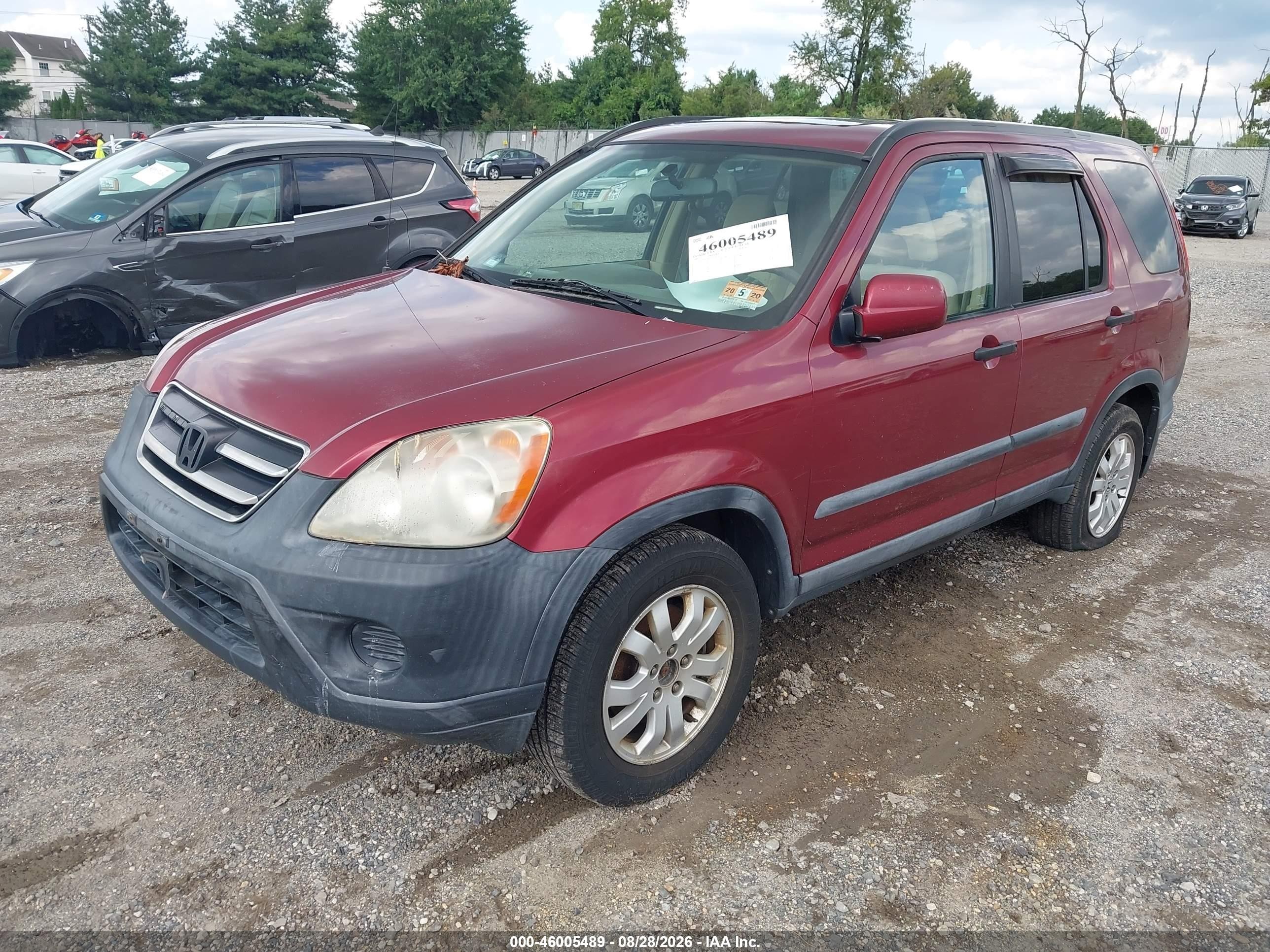 2005 Honda Cr-v Ex Red vin: SHSRD78845U328344