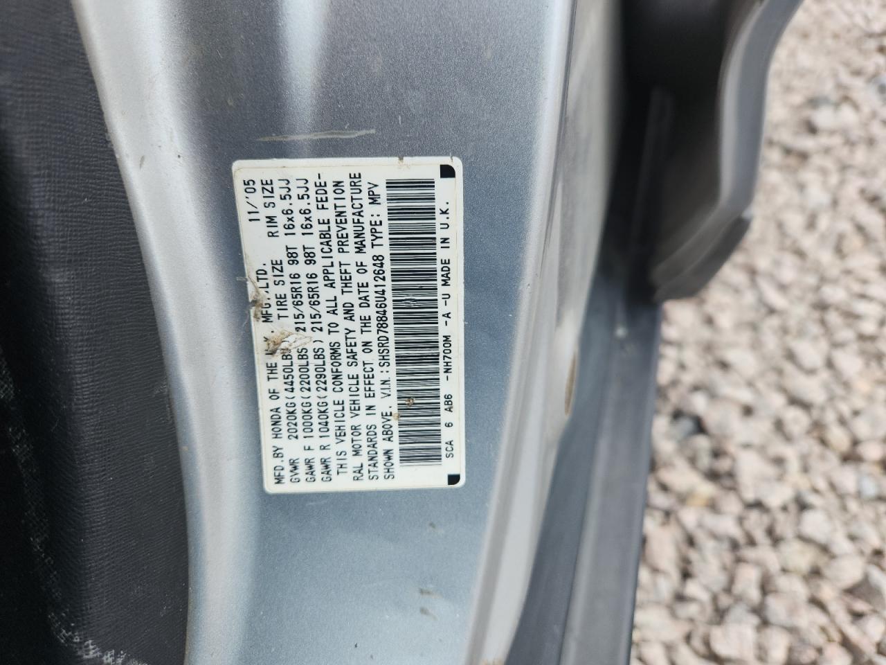 2006 Honda Cr-v Ex Silver vin: SHSRD78846U412648