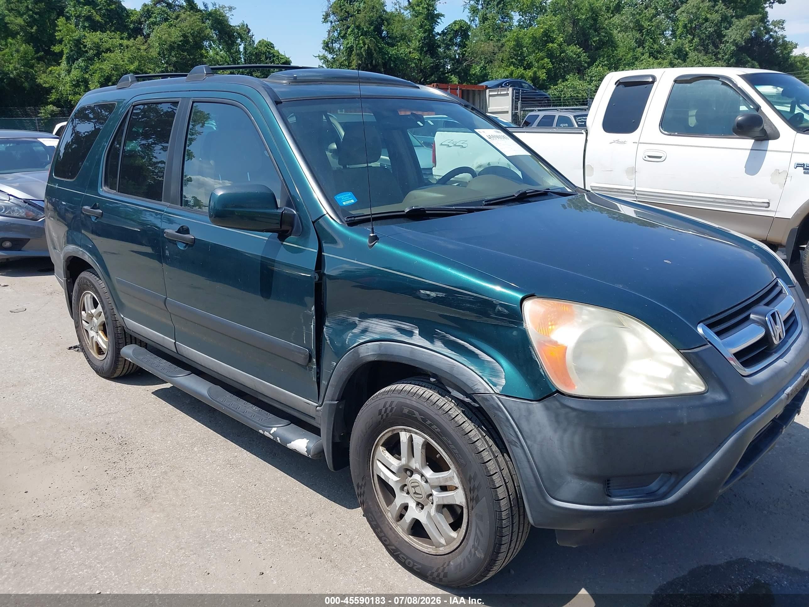 2004 Honda Cr-v Ex Green vin: SHSRD78854U219499
