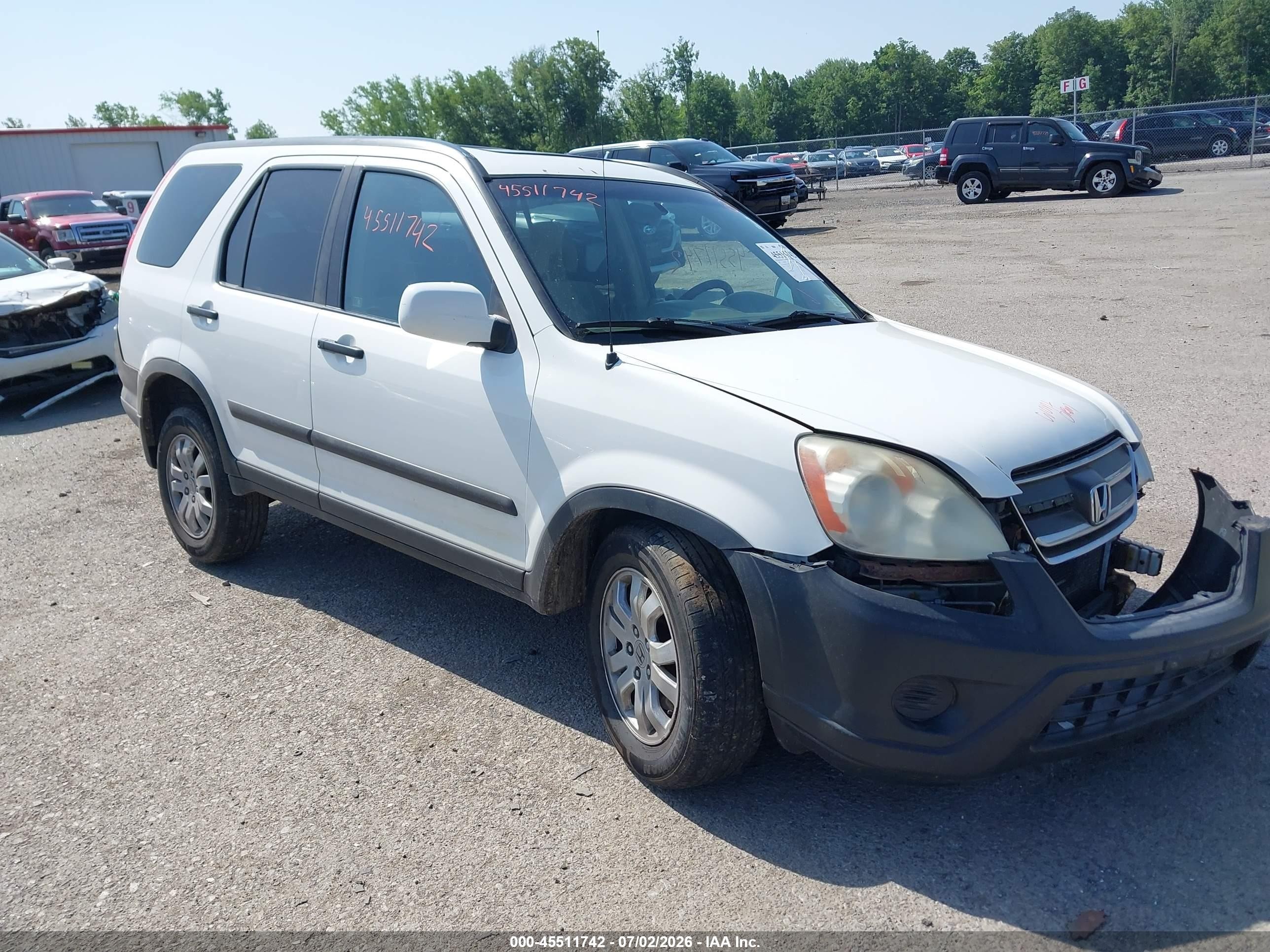 2005 Honda Cr-v Ex White vin: SHSRD78875U321906