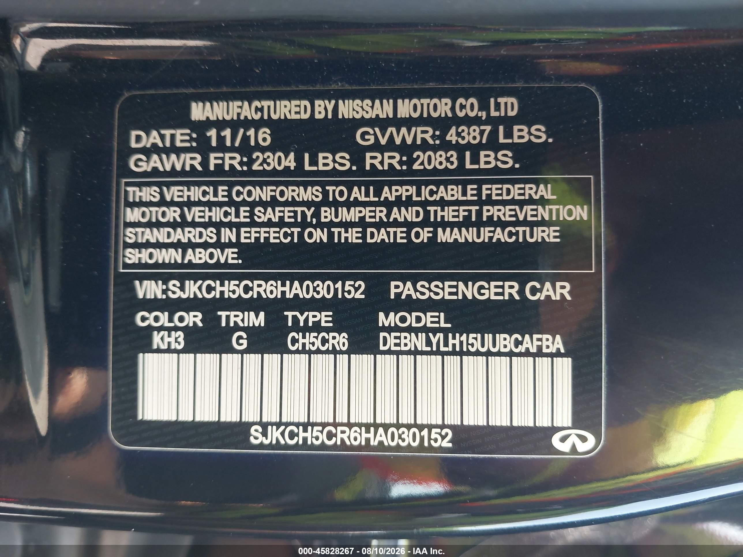 2017 Infiniti Qx30 Premium Black vin: SJKCH5CR6HA030152