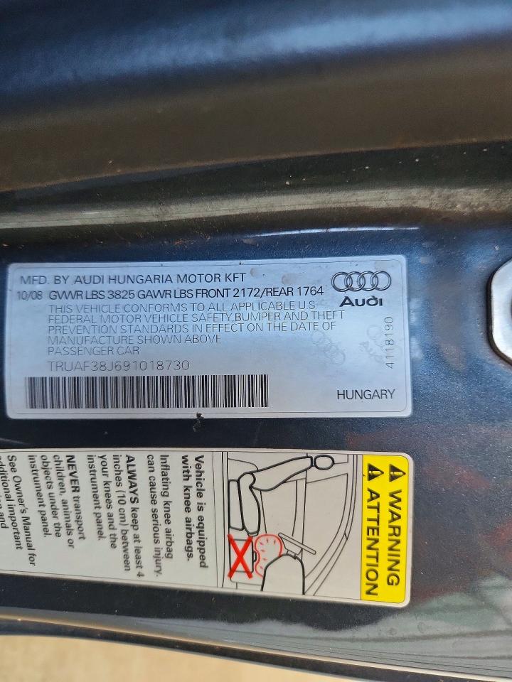 2009 Audi Tt Gray vin: TRUAF38J691018730