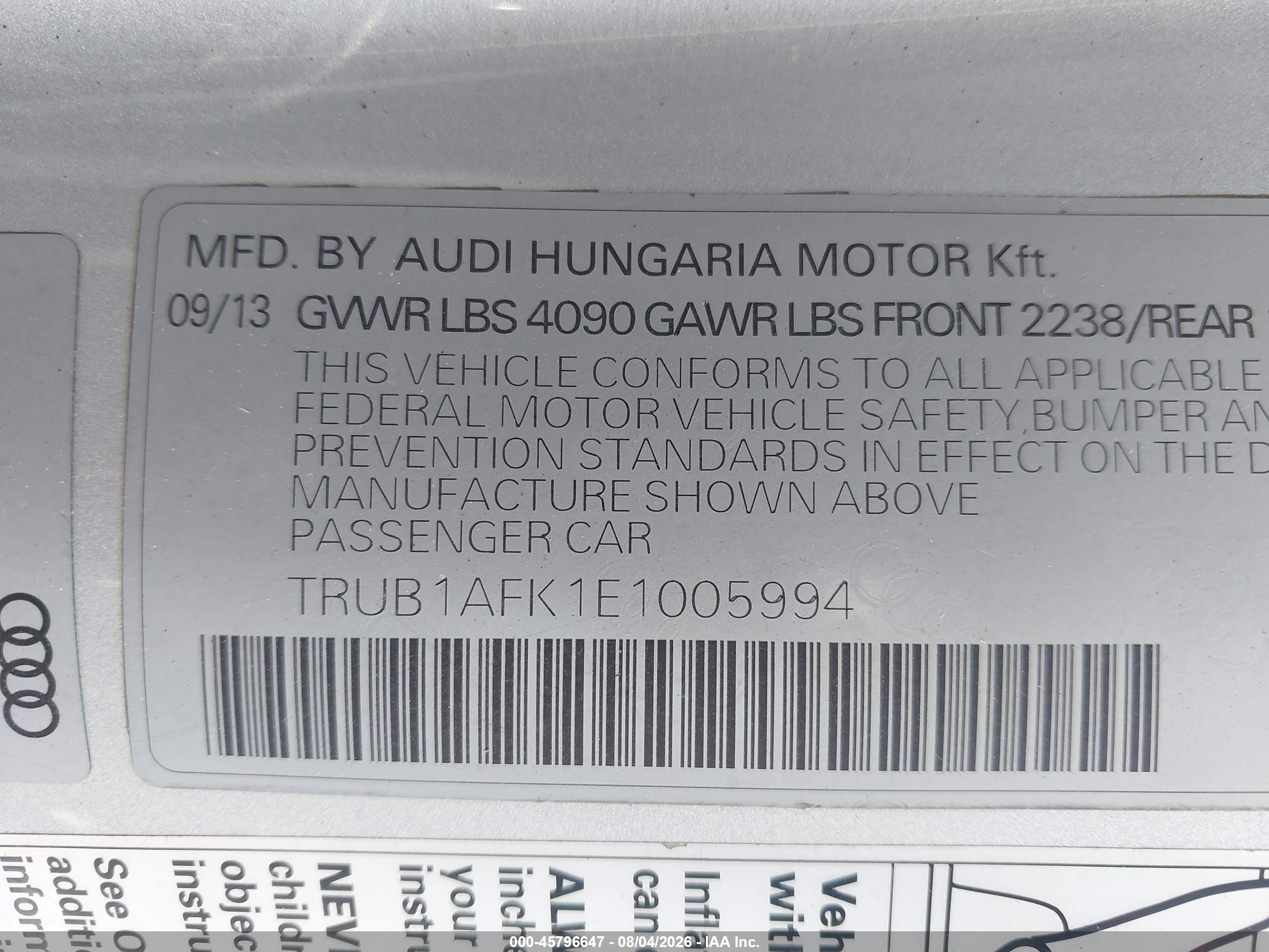 2014 Audi Tts 2.0t Серебряный vin: TRUB1AFK1E1005994