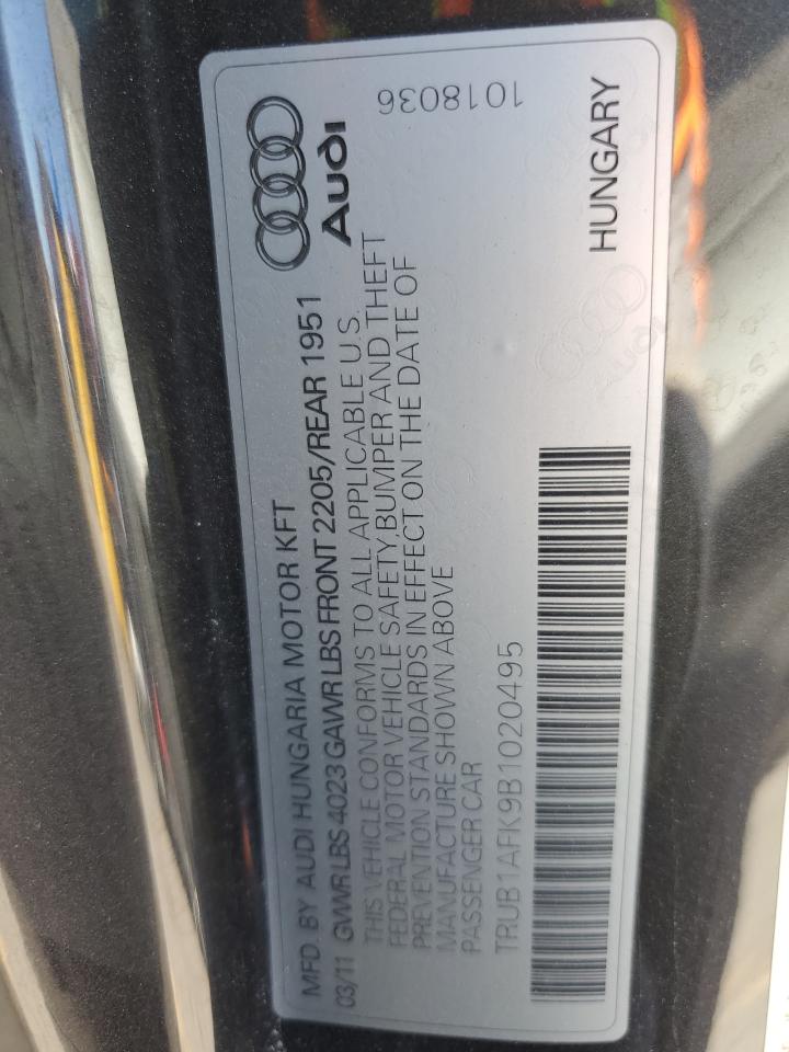 2011 Audi Tts Premium Gray vin: TRUB1AFK9B1020495