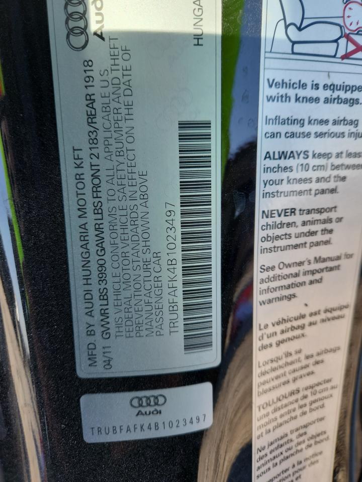 2011 Audi Tt Premium Black vin: TRUBFAFK4B1023497