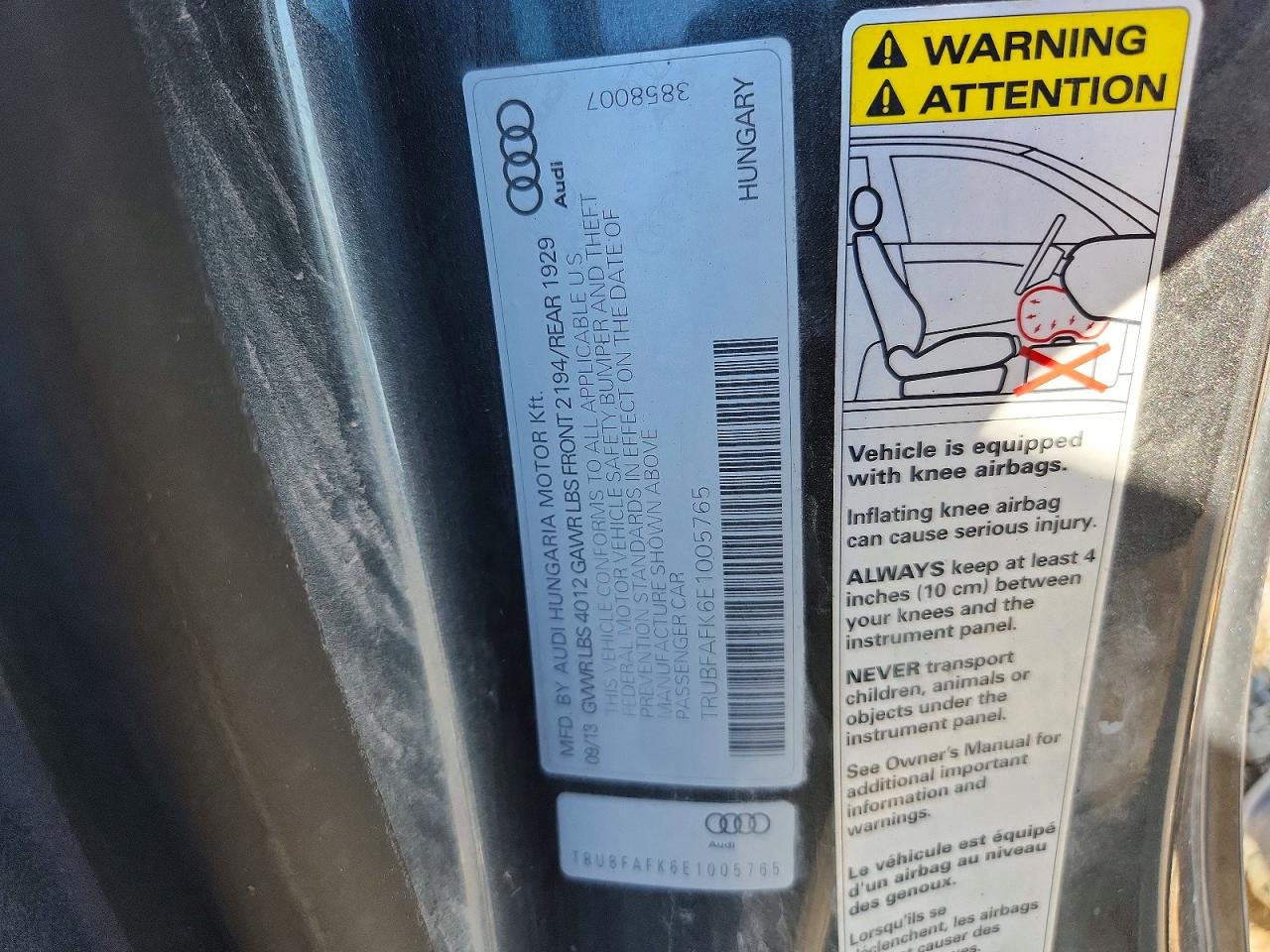 2014 Audi Tt Premium Plus Gray vin: TRUBFAFK6E1005765