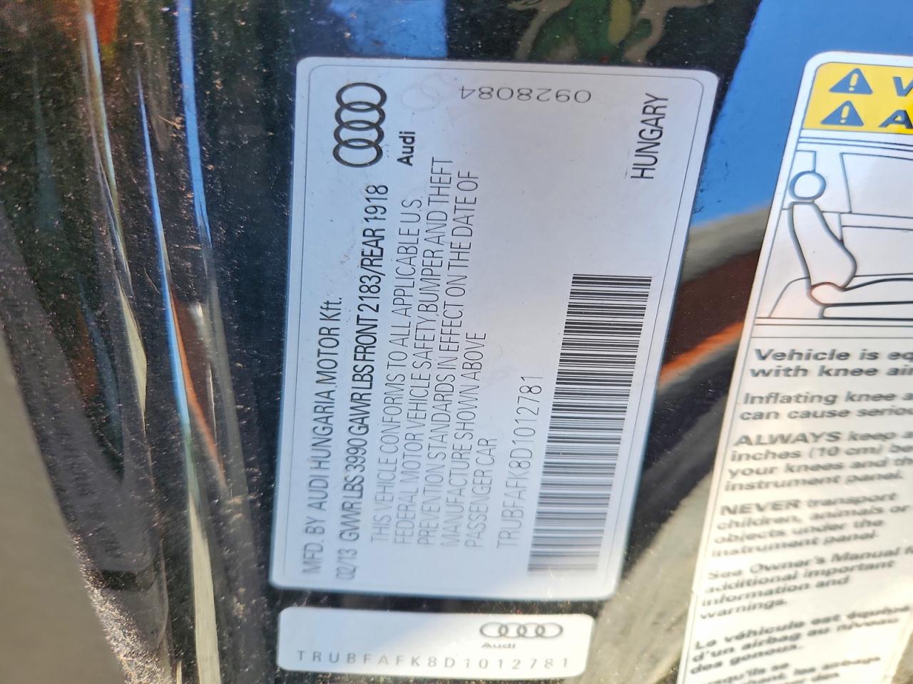 2013 Audi Tt Premium Plus Black vin: TRUBFAFK8D1012781