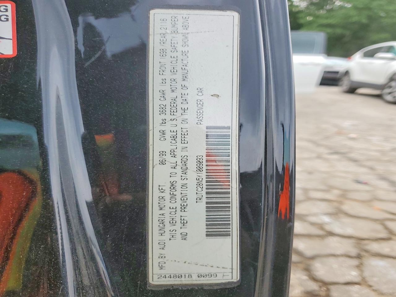 2000 Audi Tt Black vin: TRUTC28N5Y1009093