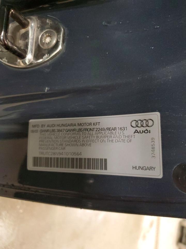 2004 Audi Tt Gray vin: TRUTC28N941010564