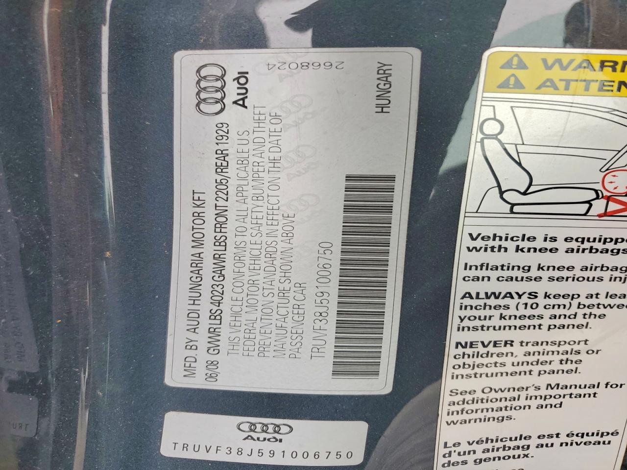 2009 Audi Tt Gray vin: TRUVF38J591006750