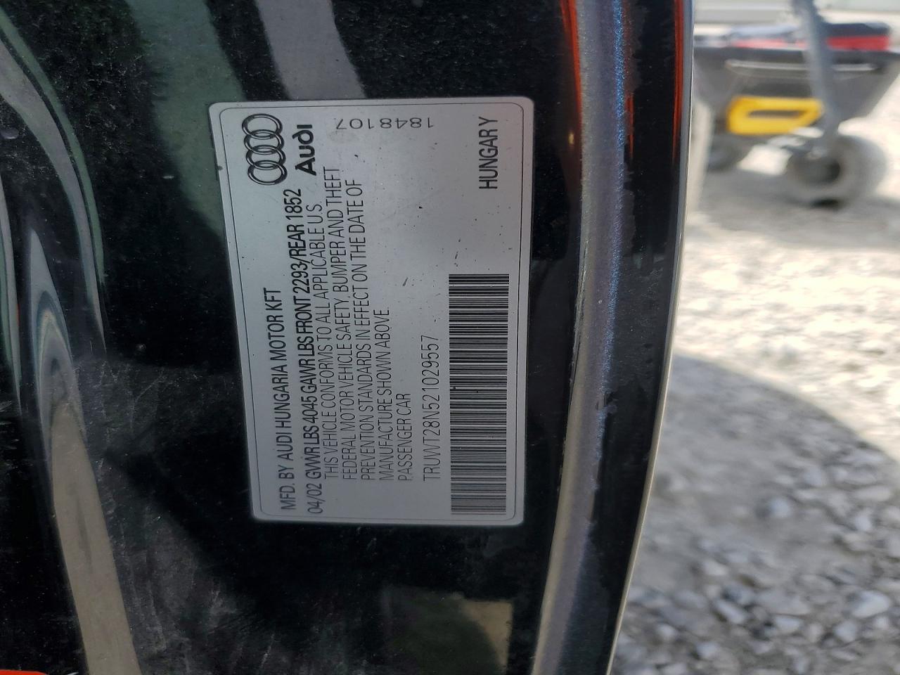 2002 Audi Tt Quattro Black vin: TRUWT28N521029557