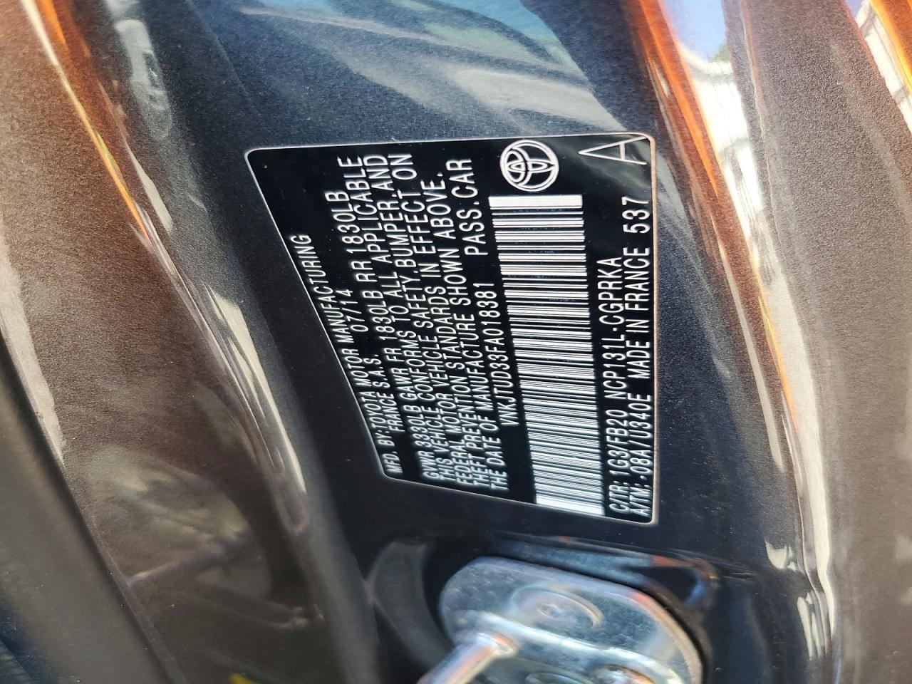 2015 Toyota Yaris 3-door Le Gray vin: VNKJTUD33FA018381