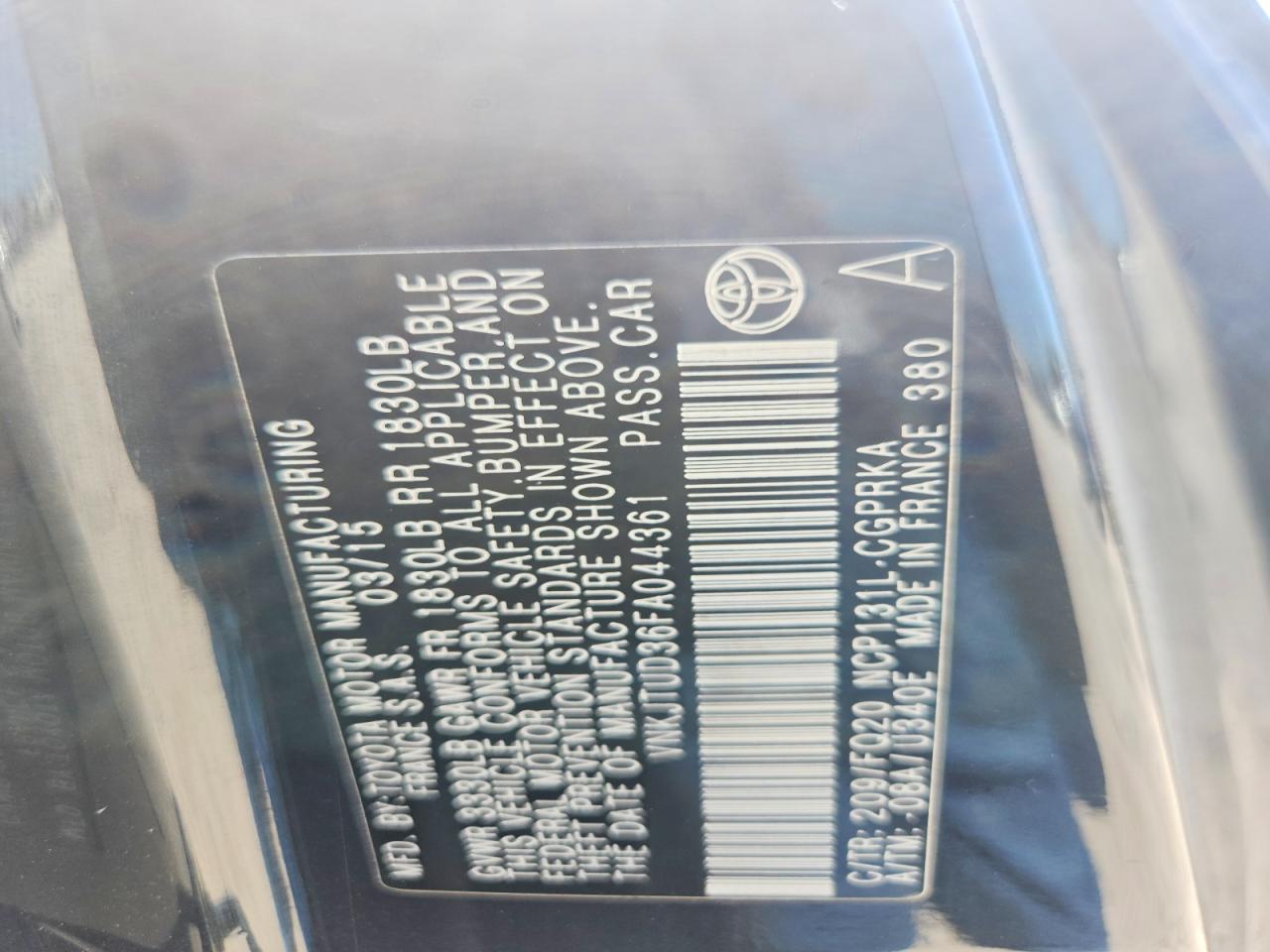 2015 Toyota Yaris 3-door L Black vin: VNKJTUD36FA044361