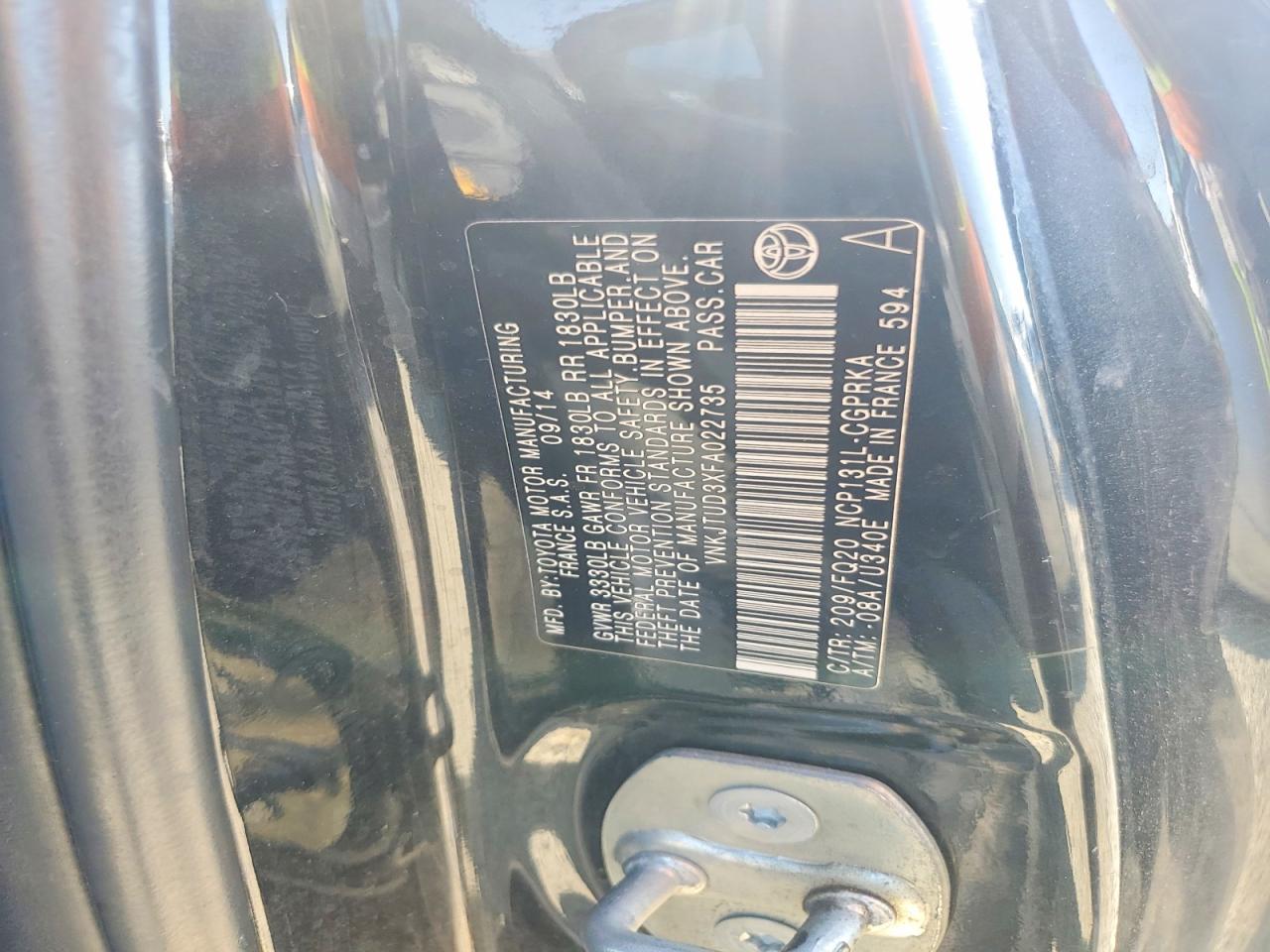 2015 Toyota Yaris 3-door L Black vin: VNKJTUD3XFA022735
