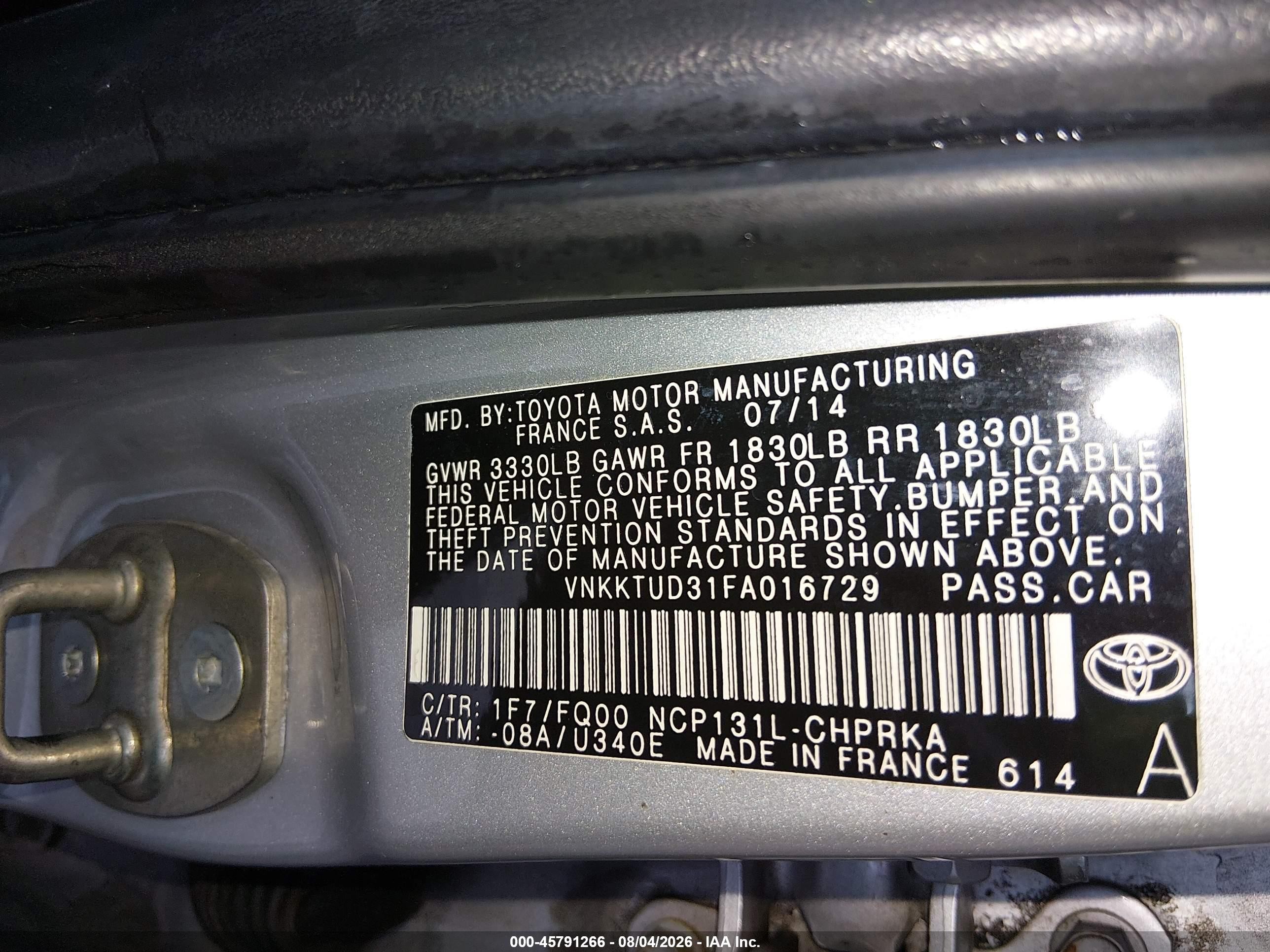 2015 Toyota Yaris L Silver vin: VNKKTUD31FA016729