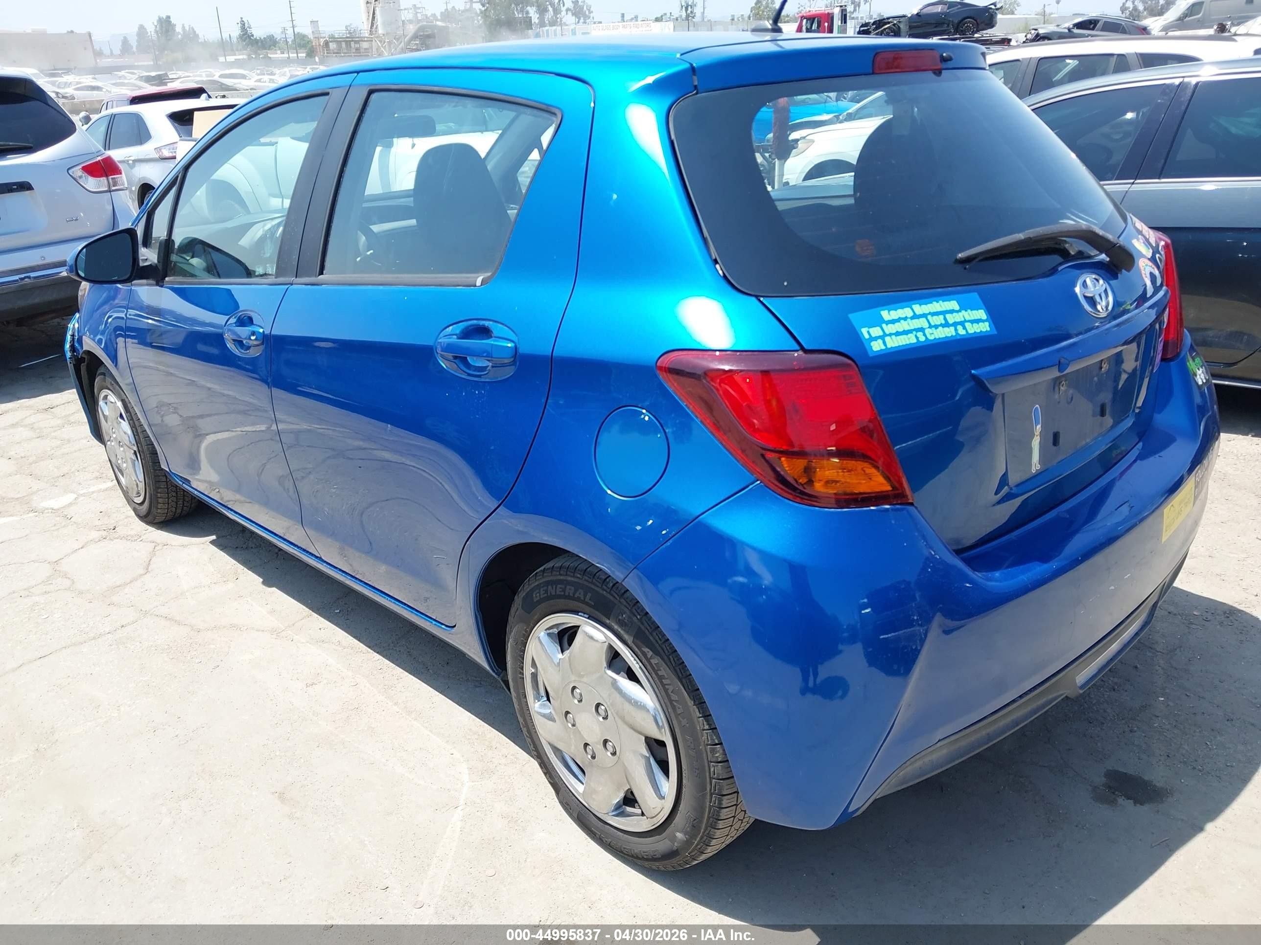 2015 Toyota Yaris L Blue vin: VNKKTUD31FA044434