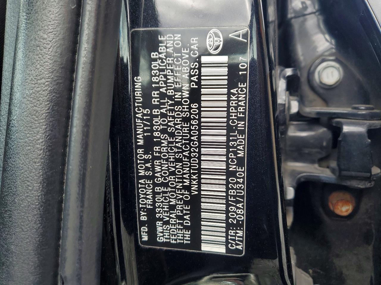 2016 Toyota Yaris 5-door Le Black vin: VNKKTUD32GA056206